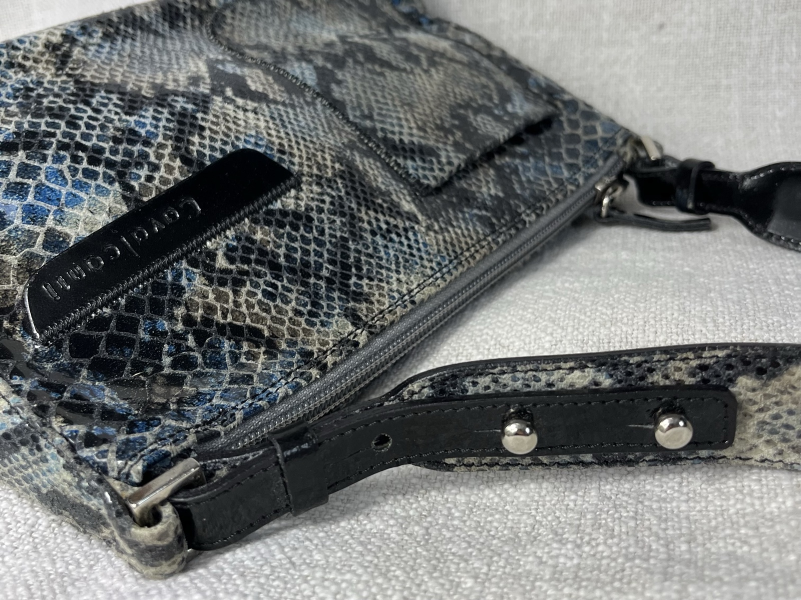 Cavalcanti real Leather mini bag Y2K Schlangenprägung Made in Italy metallic image 5
