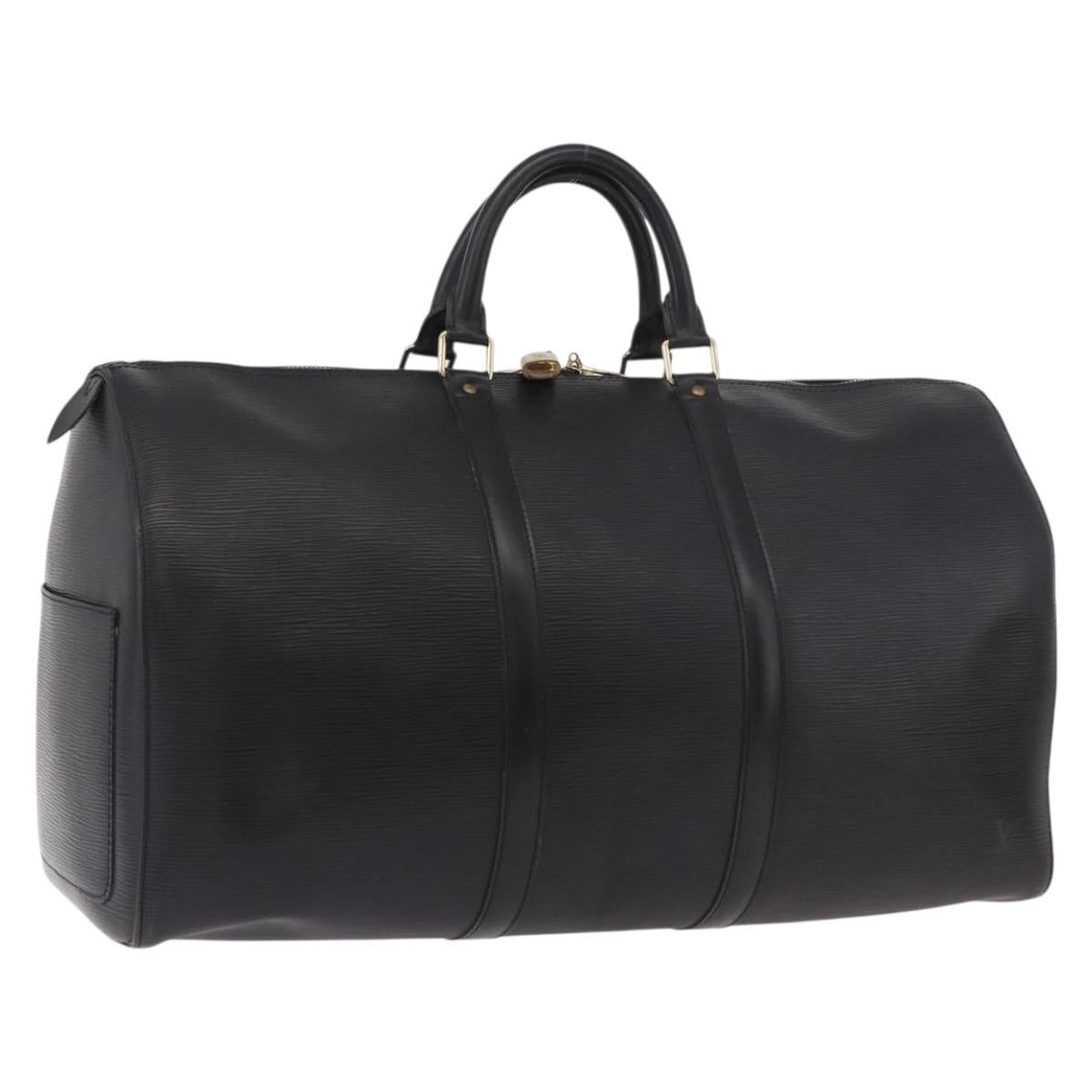 LOUIS VUITTON Epi Keepall 50 Boston Bag Black M42962 LV Auth 190102SAV