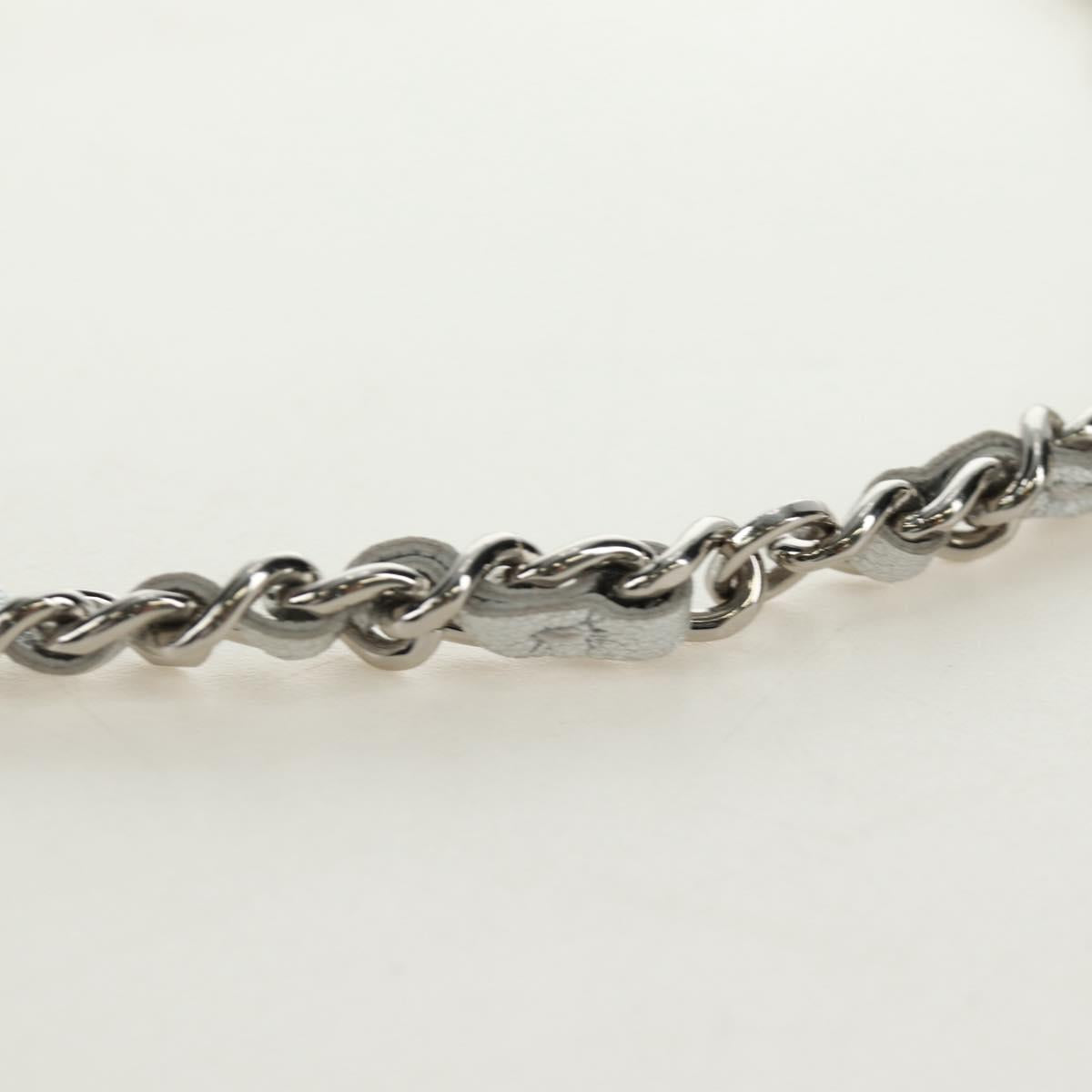CHANEL Matelasse Chain Shoulder Bag Lamb Skin Silver CC Auth 190674SAM image 8