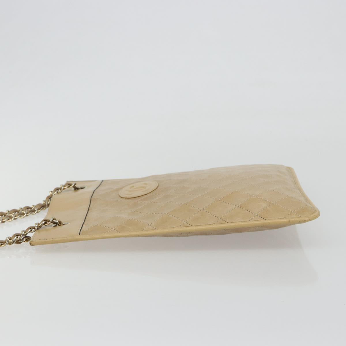 CHANEL Matelasse Chain Shoulder Bag Lamb Skin Beige Gold CC Auth 190888 image 5