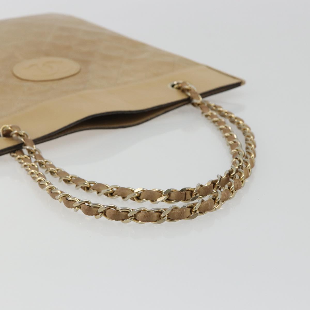 CHANEL Matelasse Chain Shoulder Bag Lamb Skin Beige Gold CC Auth 190888 image 7