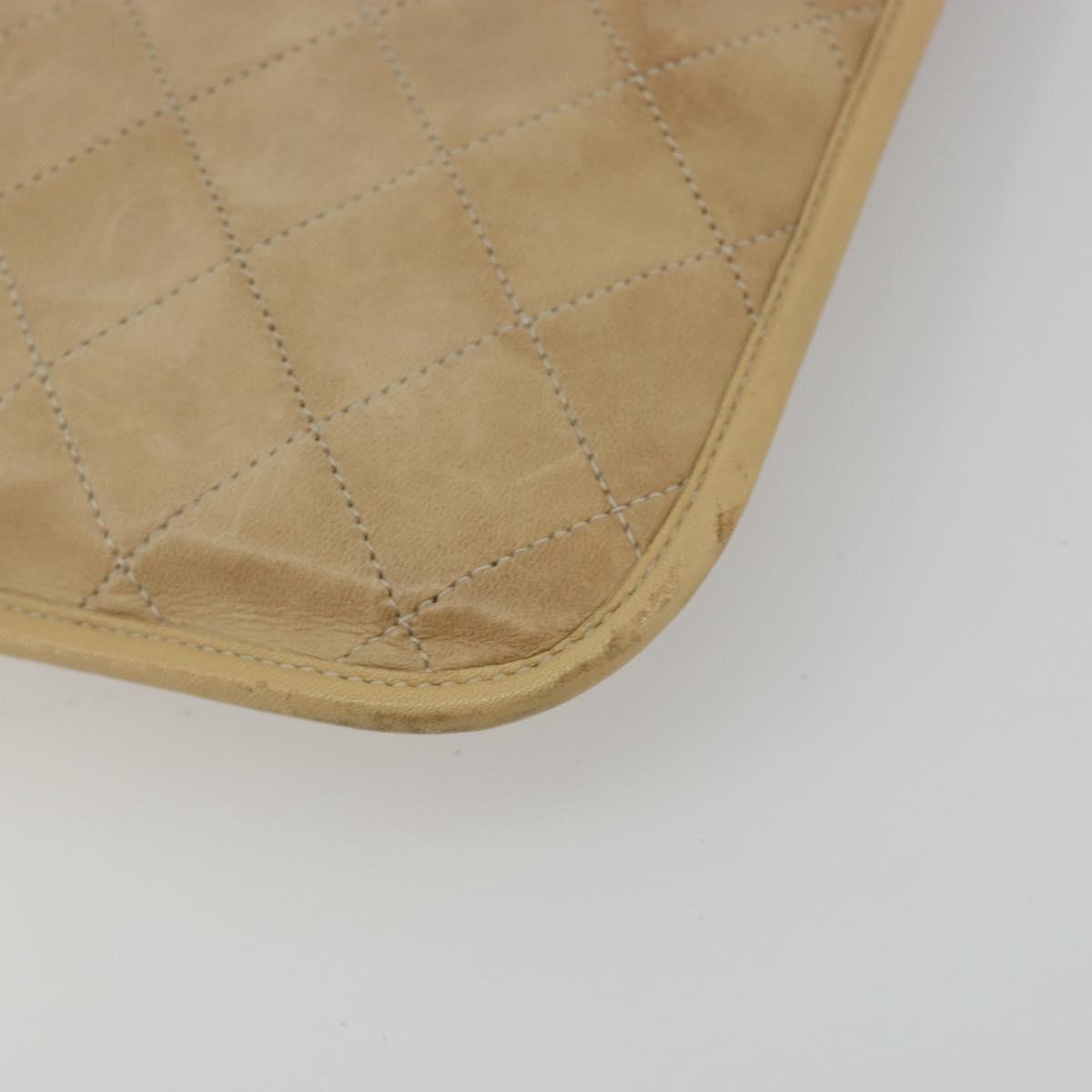CHANEL Matelasse Chain Shoulder Bag Lamb Skin Beige Gold CC Auth 190888 image 10