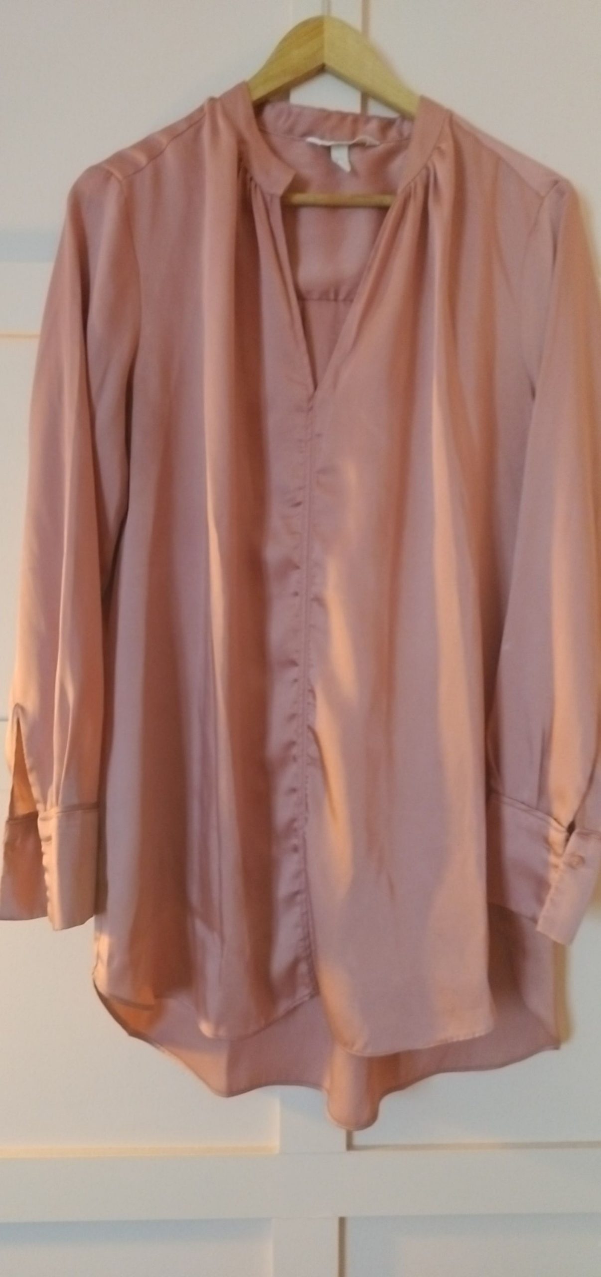 Mango Women's Dusty Pink V-Neck Blouse Medium Long Sleeve image 8