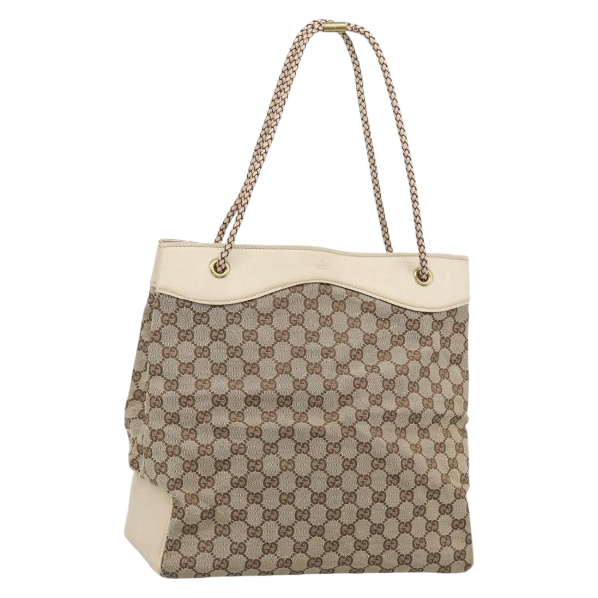 GUCCI GG Canvas Tote Bag Beige Gold 109141 Auth mr2652