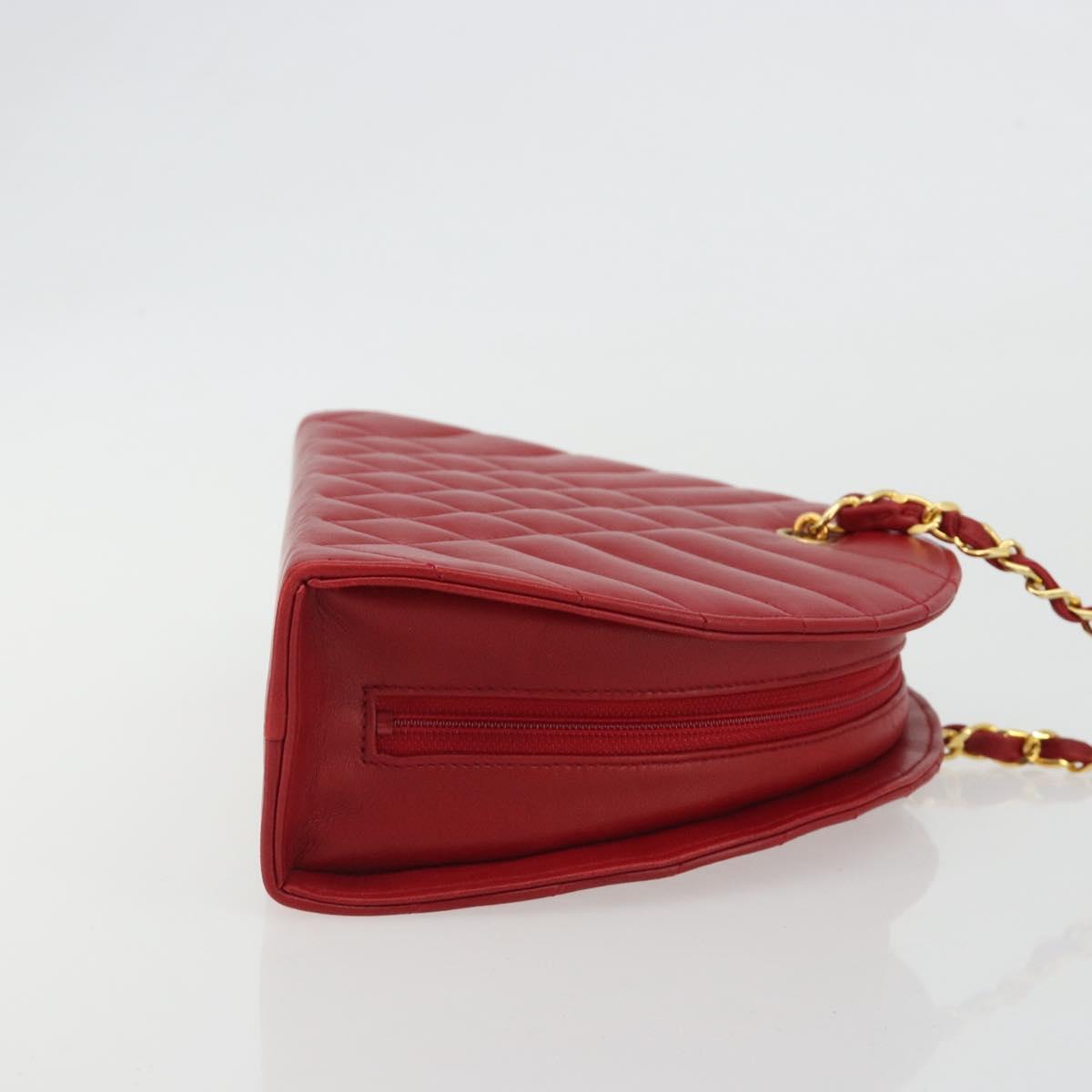CHANEL Matelasse Chain Shoulder Bag Lamb Skin Red Gold CC Auth 191454V image 4