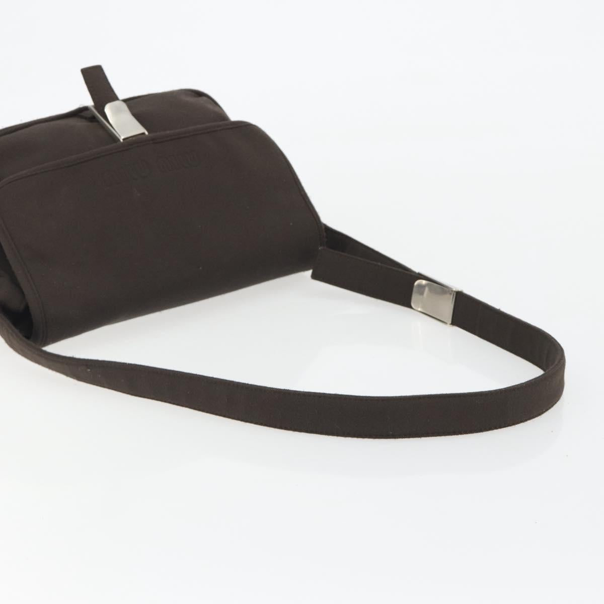 Miu Miu Shoulder Bag Cotton Jersey Brown Silver Auth 191297A image 7