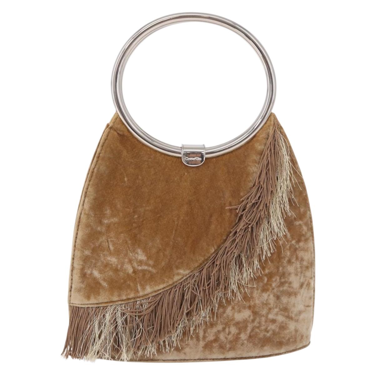 Christian Dior Hand Bag Velor Brown Silver Auth 191459A image 2