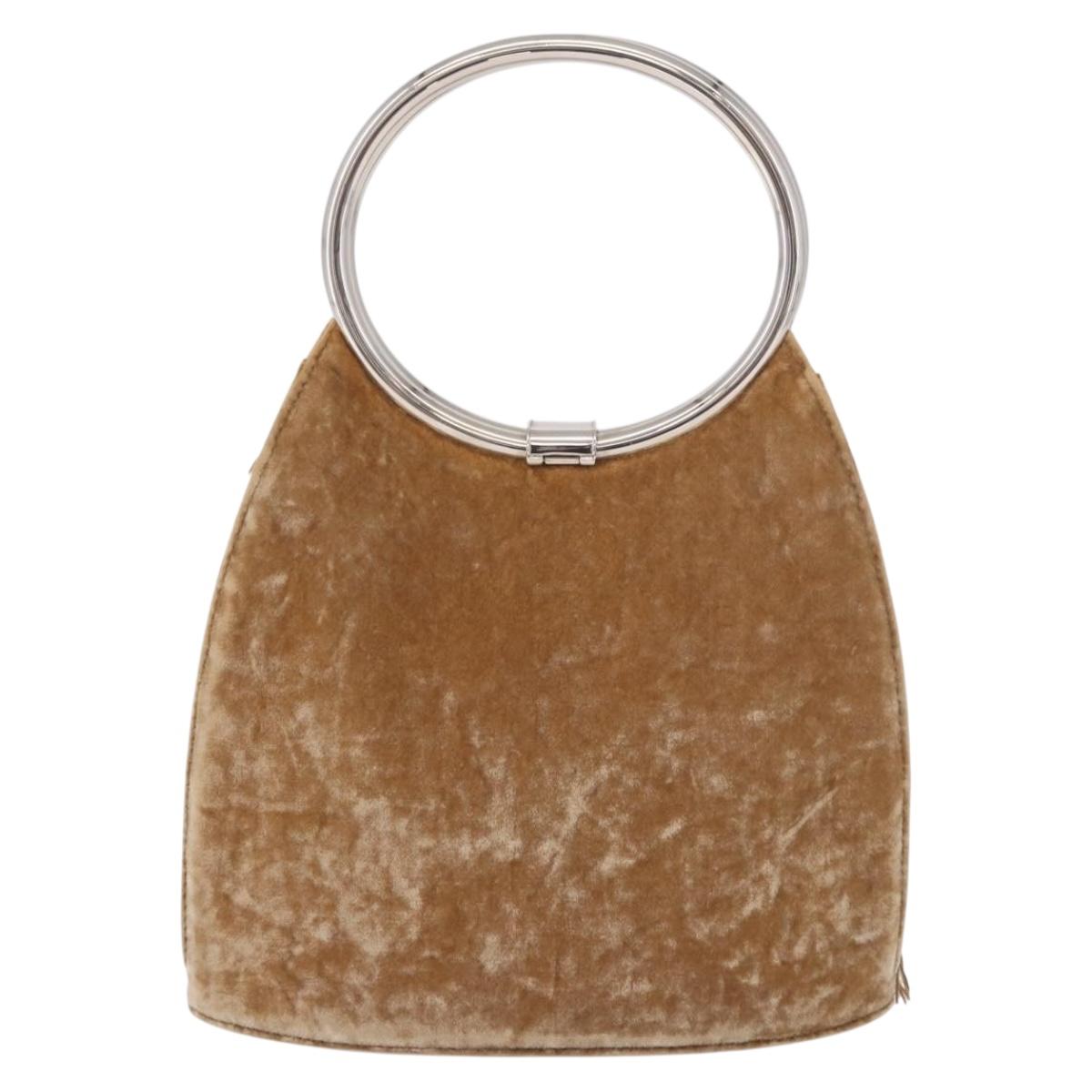 Christian Dior Hand Bag Velor Brown Silver Auth 191459A image 3