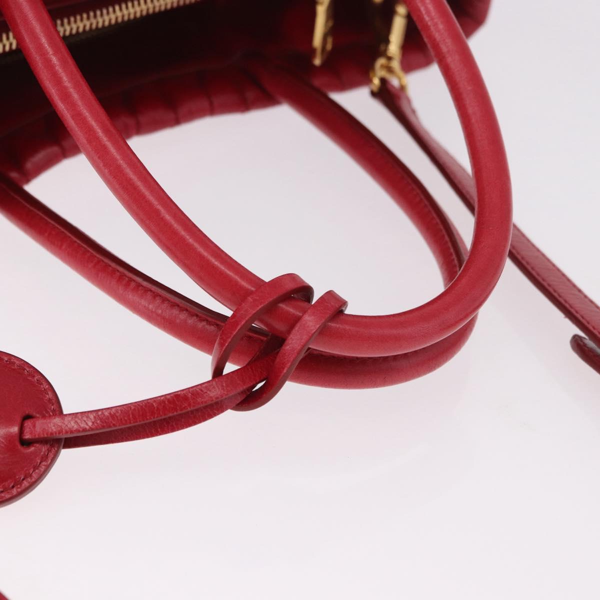 Miu Miu Matelasse Hand Bag Leather 2way Red Gold Auth BA13893V image 7