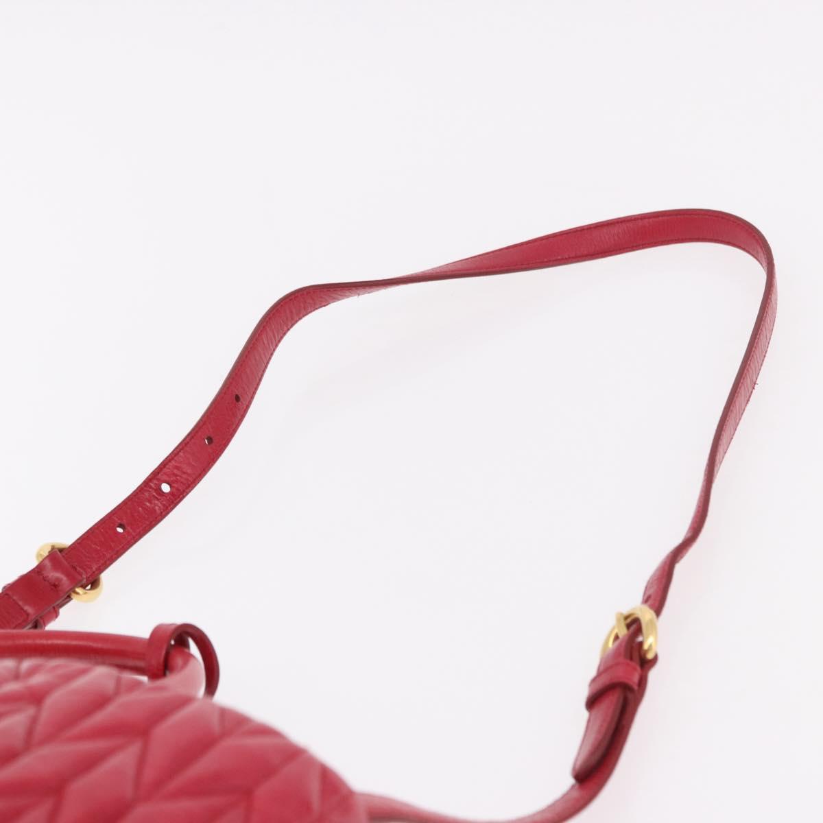 Miu Miu Matelasse Hand Bag Leather 2way Red Gold Auth BA13893V image 10