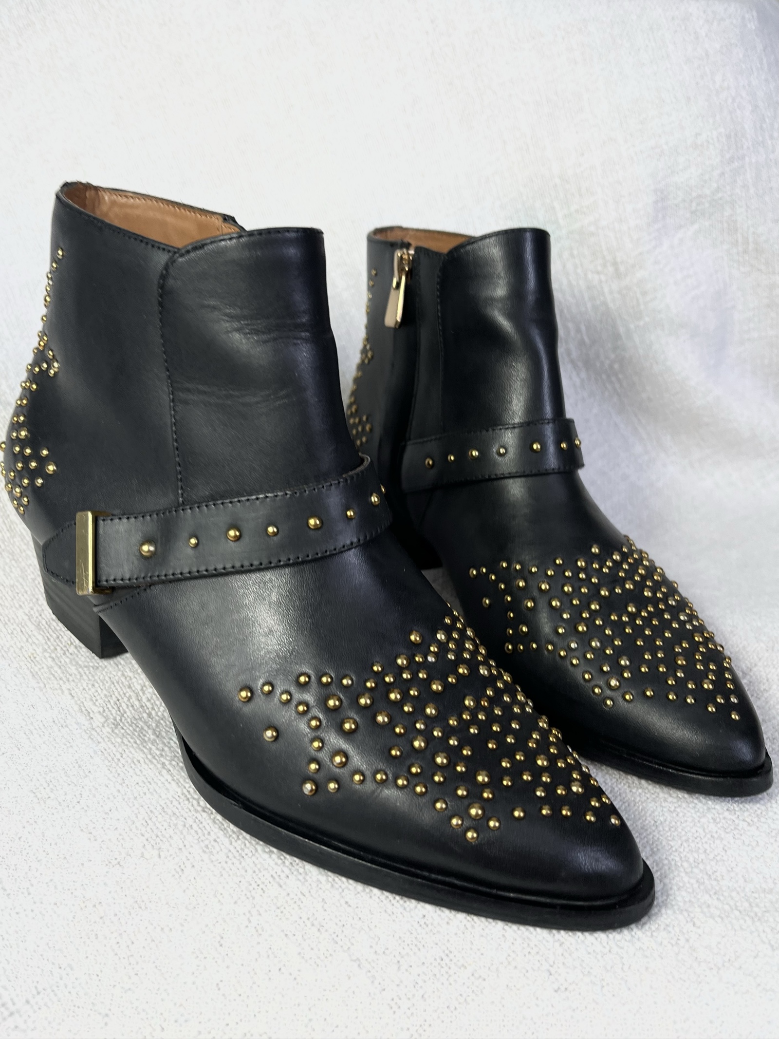& other storied real Leather biker boots Studded buckle western Cowboy Stiefel 36