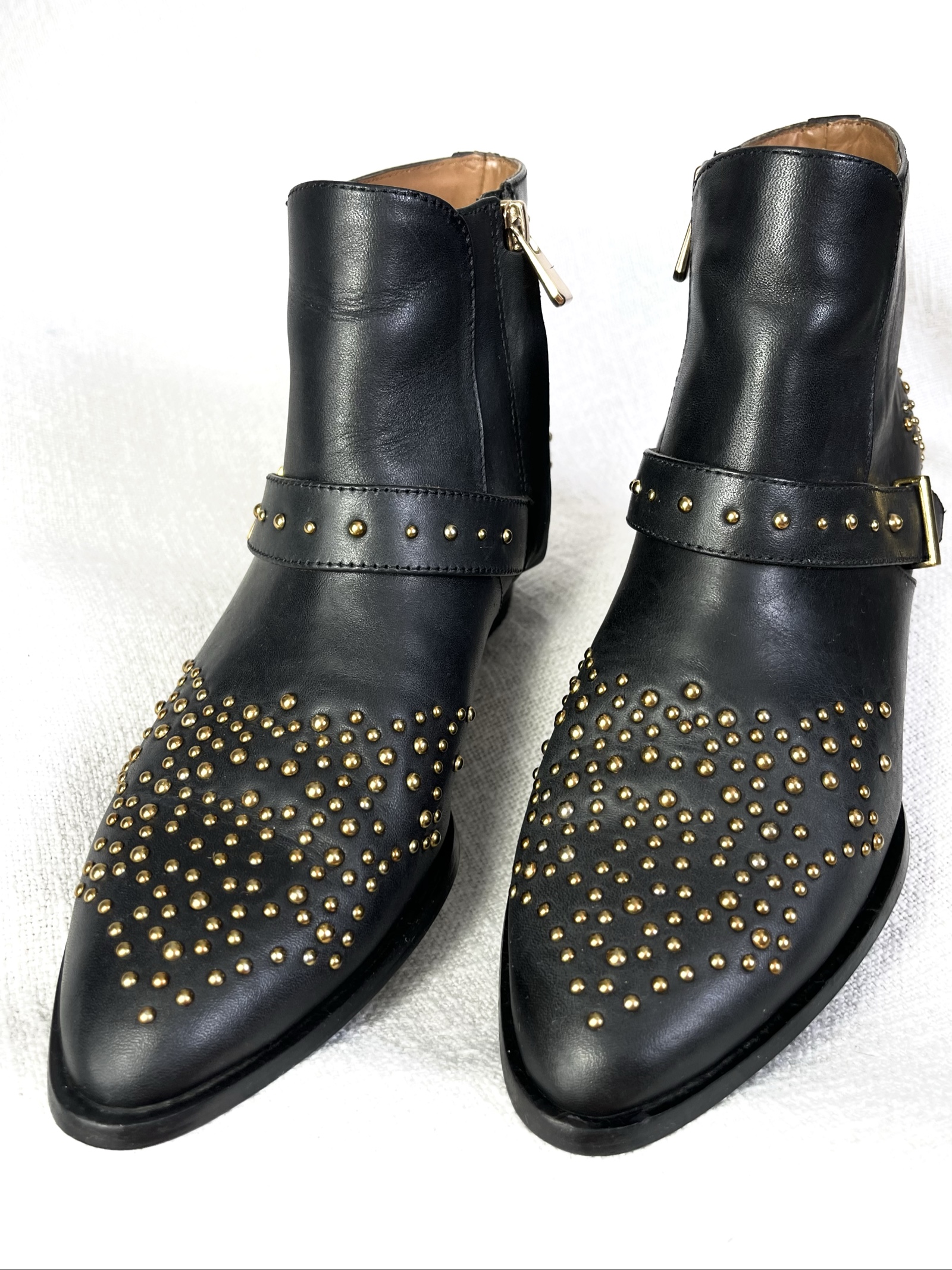 & other storied real Leather biker boots Studded buckle western Cowboy Stiefel 36 image 3
