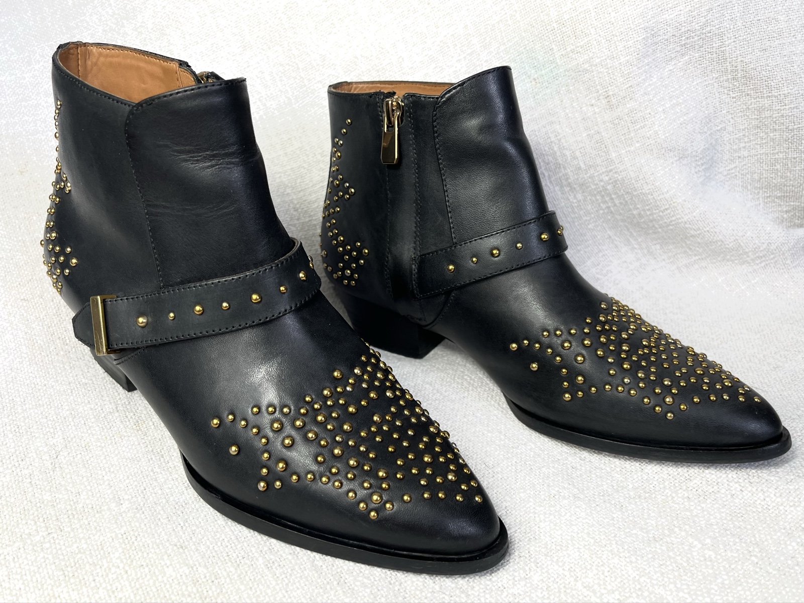 & other storied real Leather biker boots Studded buckle western Cowboy Stiefel 36 image 5