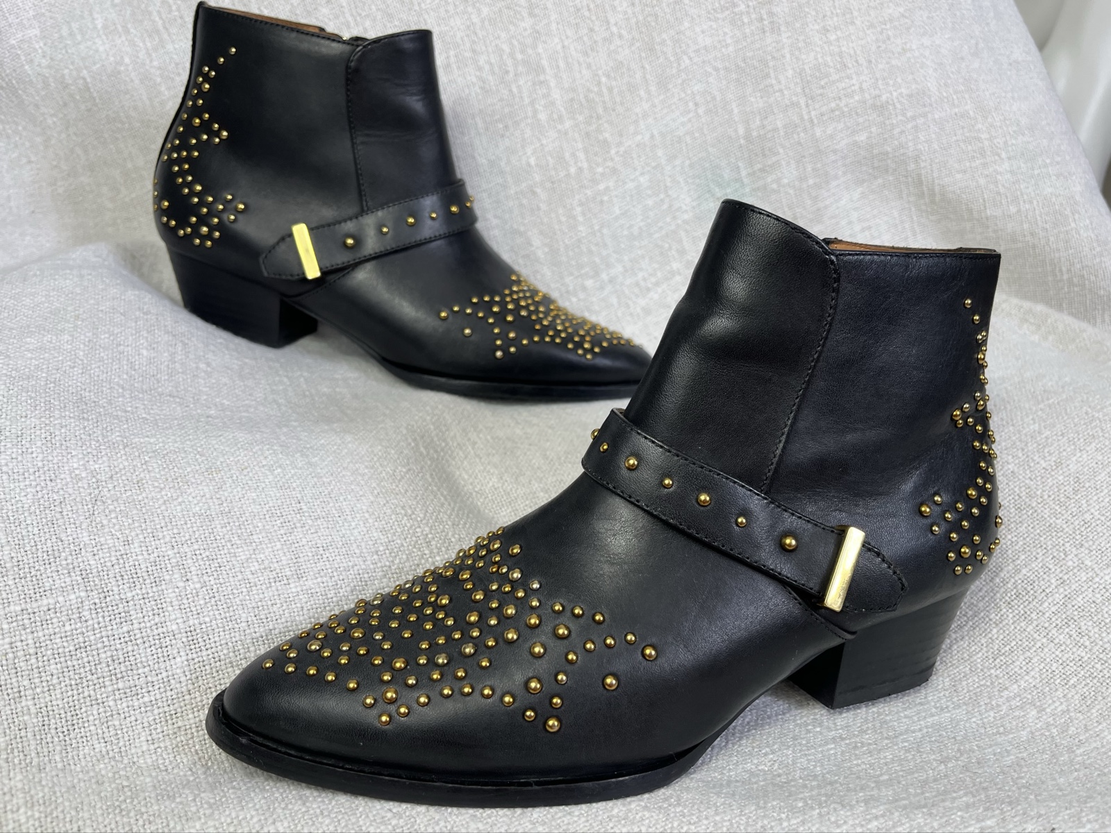 & other storied real Leather biker boots Studded buckle western Cowboy Stiefel 36 image 6
