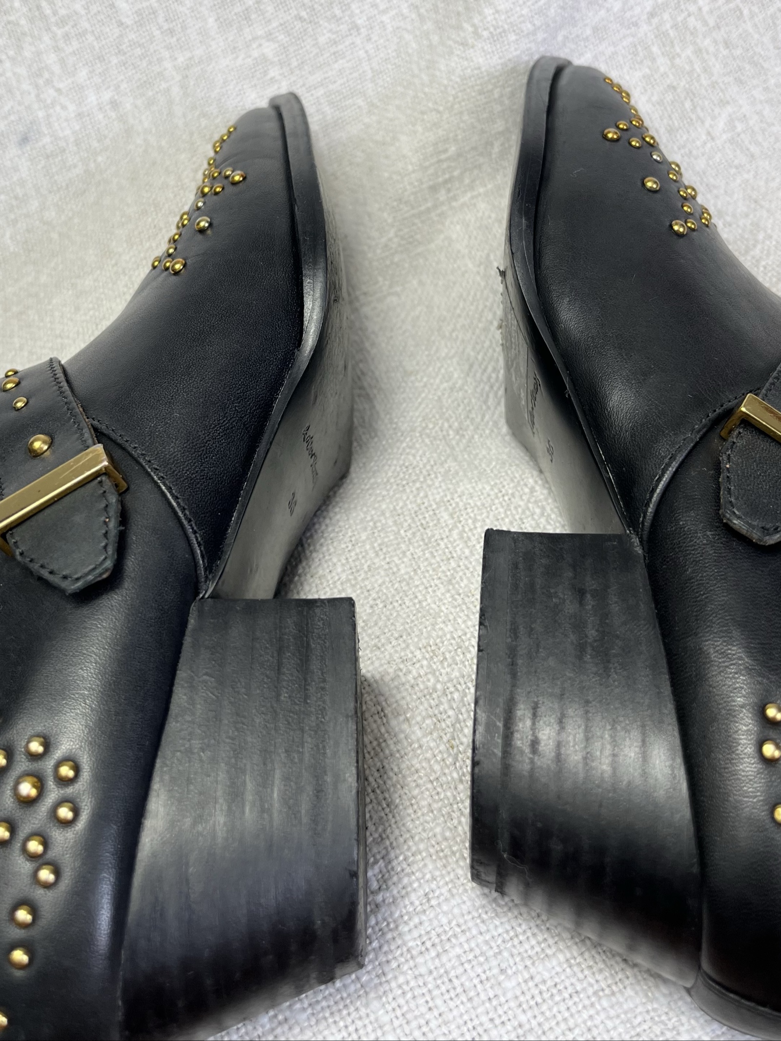 & other storied real Leather biker boots Studded buckle western Cowboy Stiefel 36 image 8