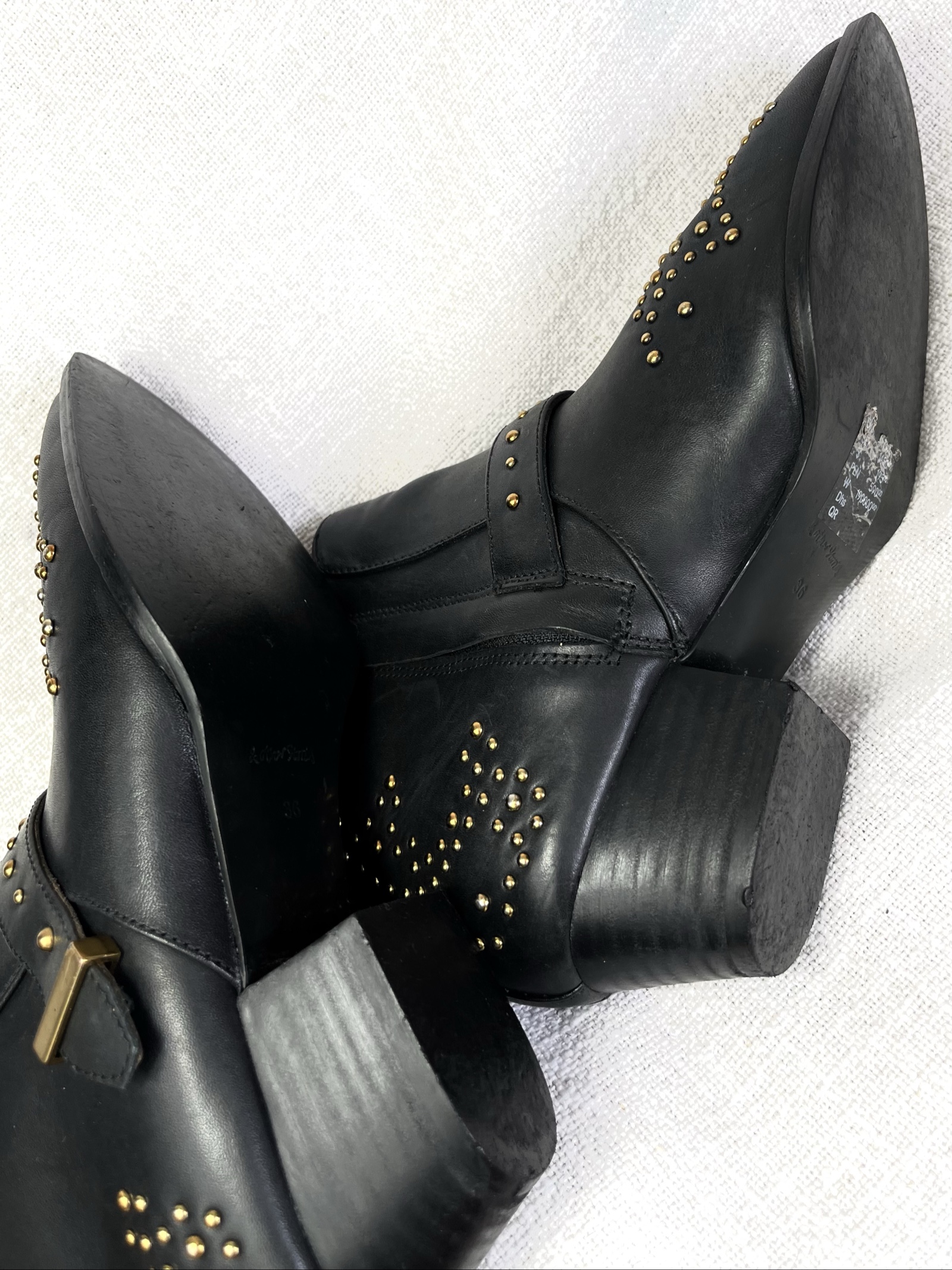 & other storied real Leather biker boots Studded buckle western Cowboy Stiefel 36 image 9