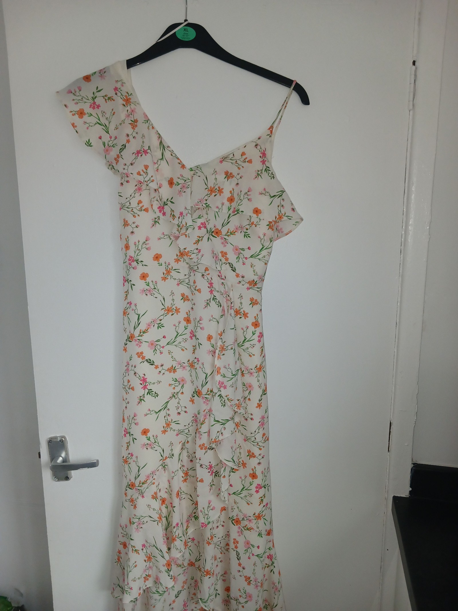 Roman Women's Ivory Floral One Shoulder Dress UK 10