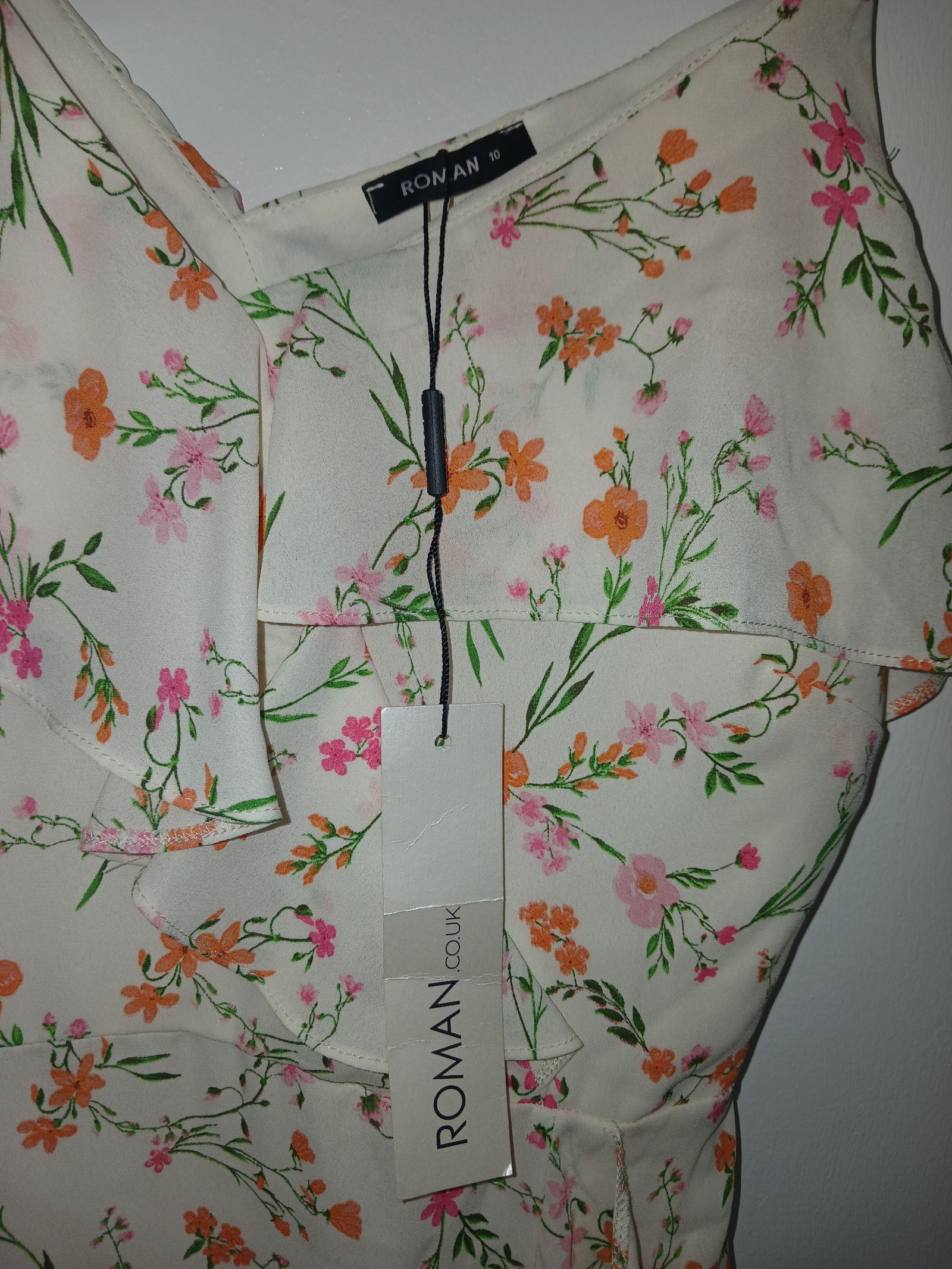 Roman Women's Ivory Floral One Shoulder Dress UK 10 image 2