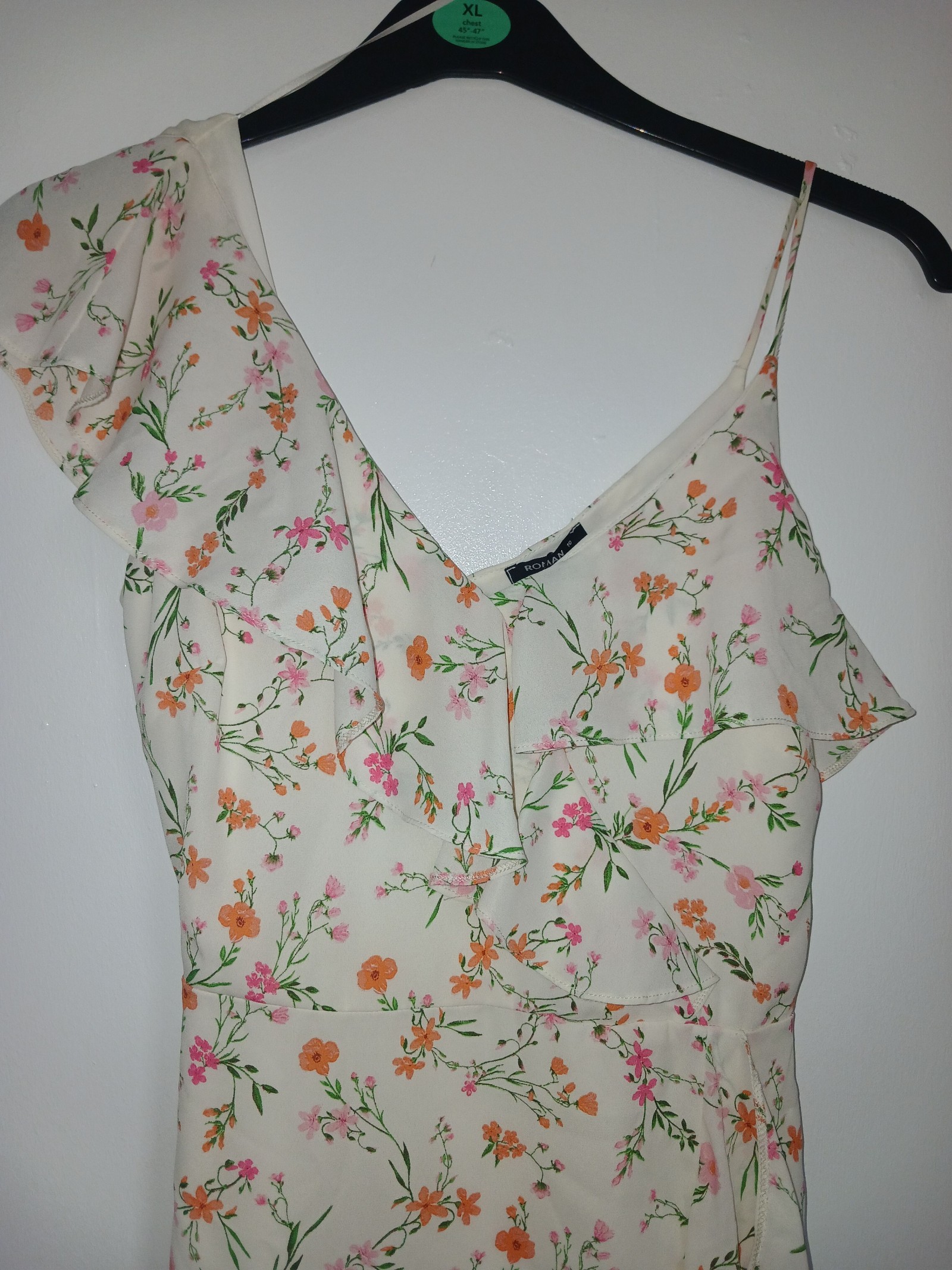 Roman Women's Ivory Floral One Shoulder Dress UK 10 image 4