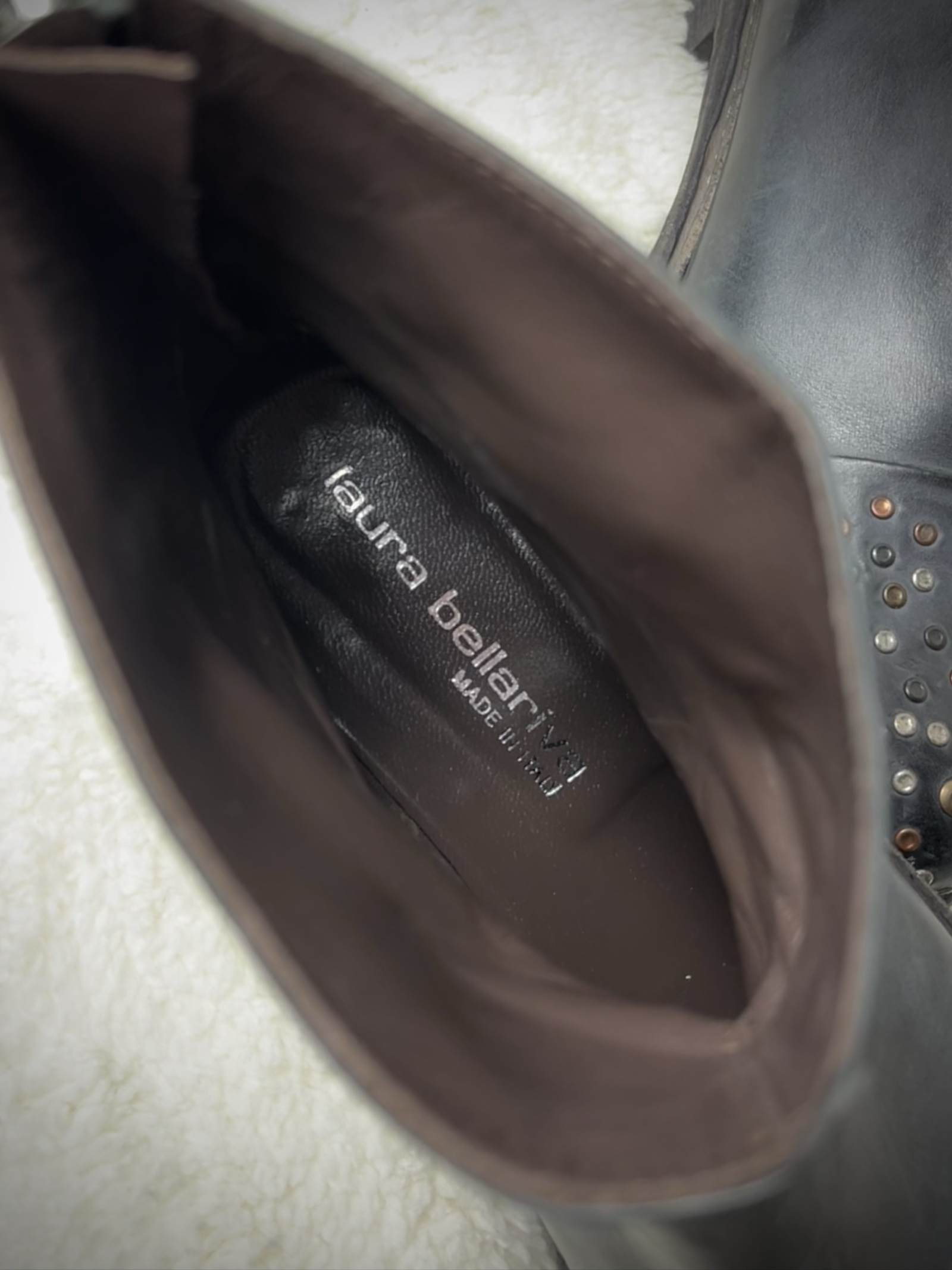 Laura Bellariva used look leather biker boots Echtleder Studs buckle navy 38 image 10