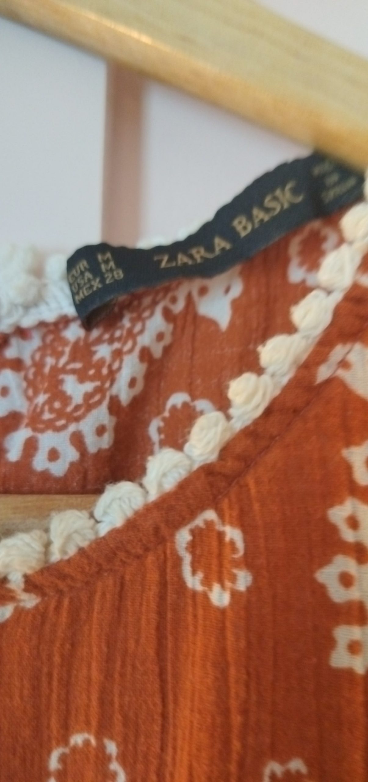 Zara Women Rust & White Cotton Paisley Two Piece Suit Medium Sleeveless Top & Culottes image 2