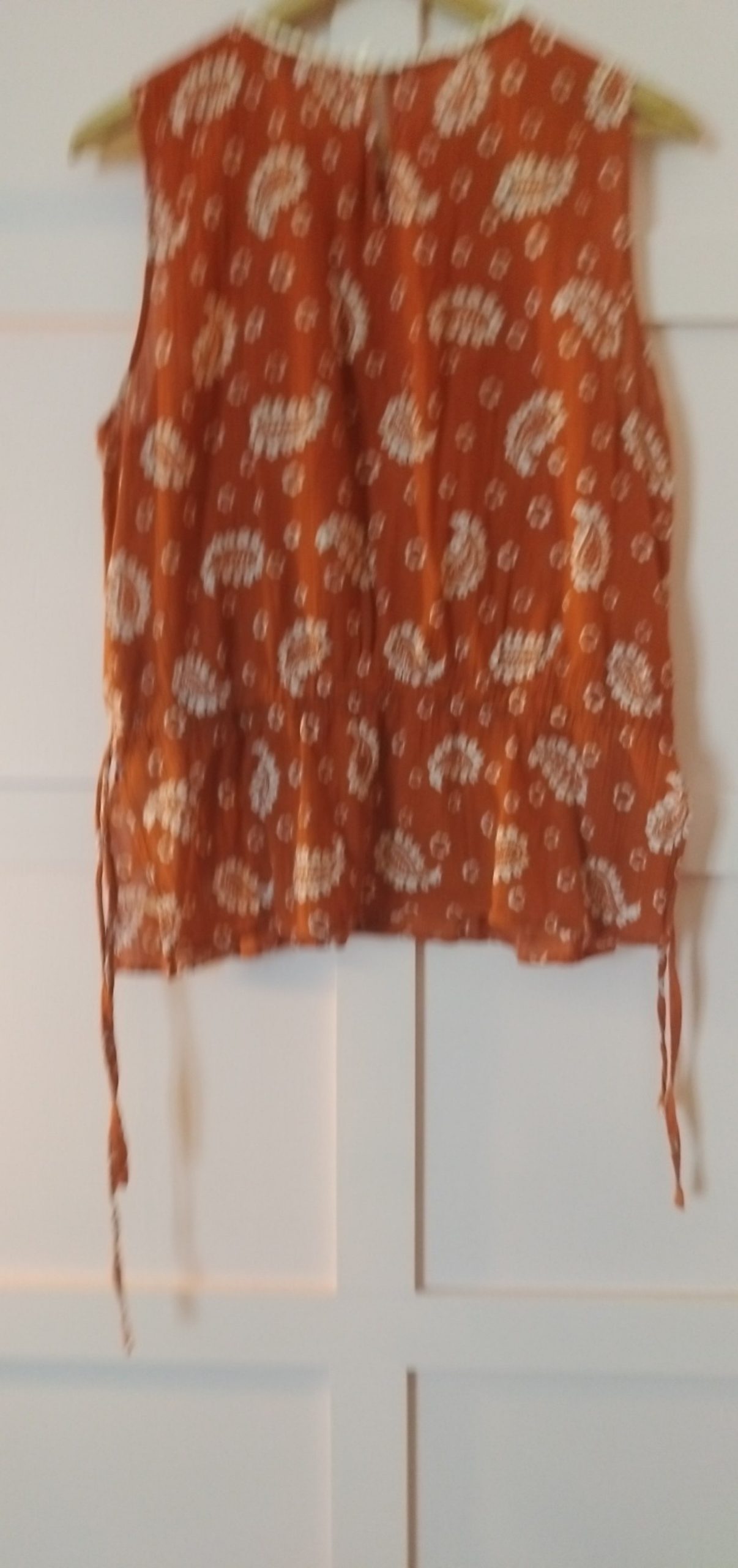 Zara Women Rust & White Cotton Paisley Two Piece Suit Medium Sleeveless Top & Culottes image 3