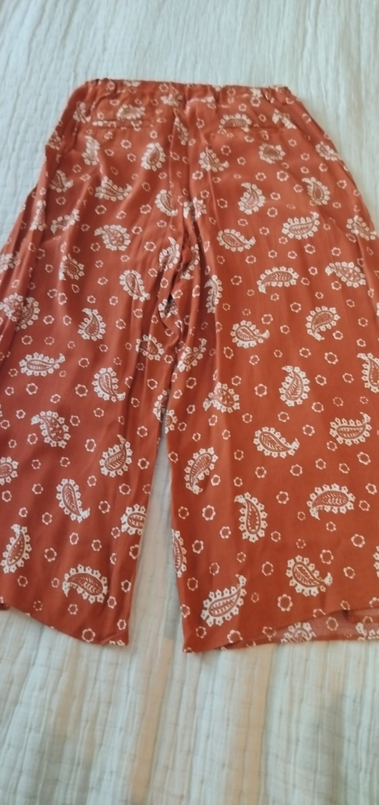 Zara Women Rust & White Cotton Paisley Two Piece Suit Medium Sleeveless Top & Culottes image 4