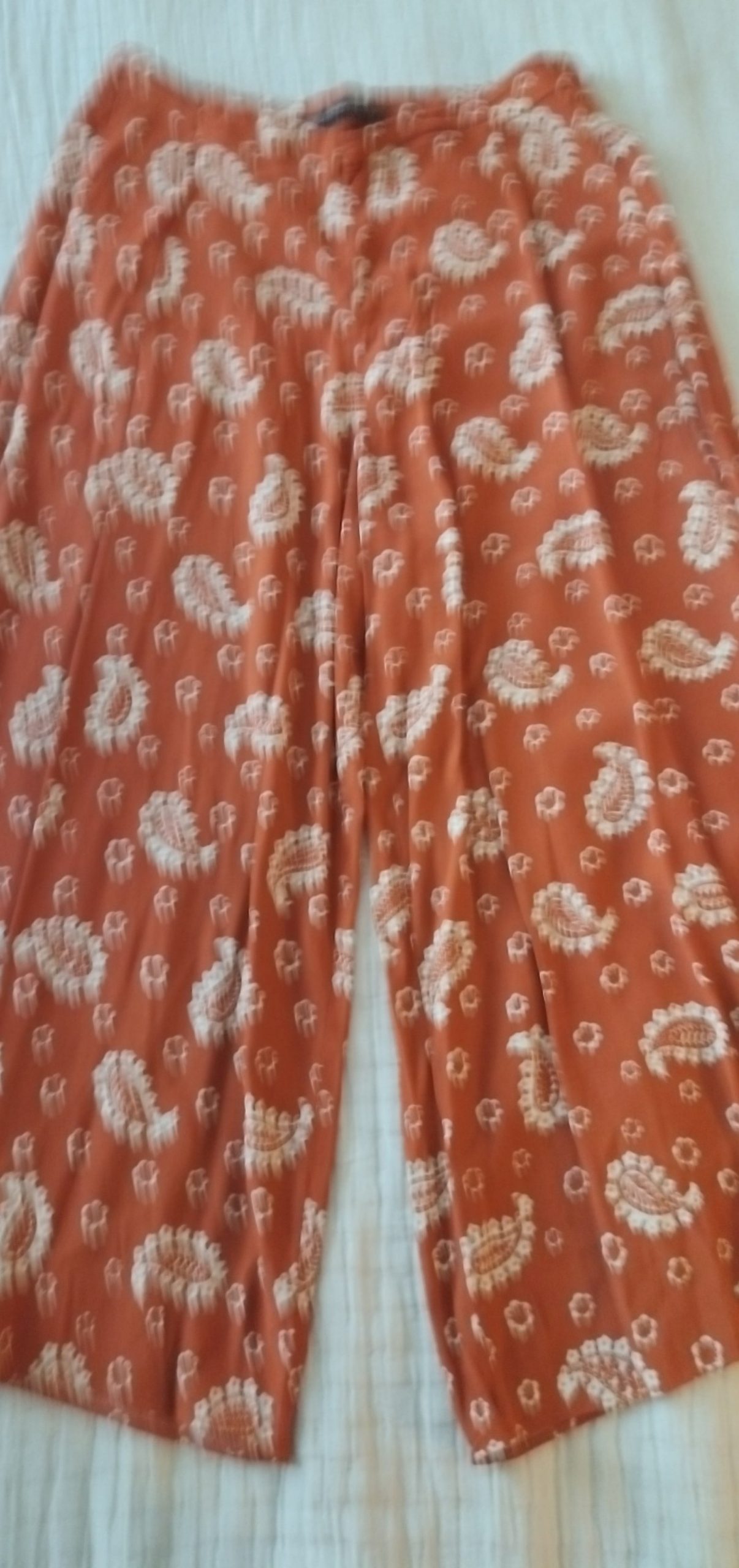 Zara Women Rust & White Cotton Paisley Two Piece Suit Medium Sleeveless Top & Culottes image 5