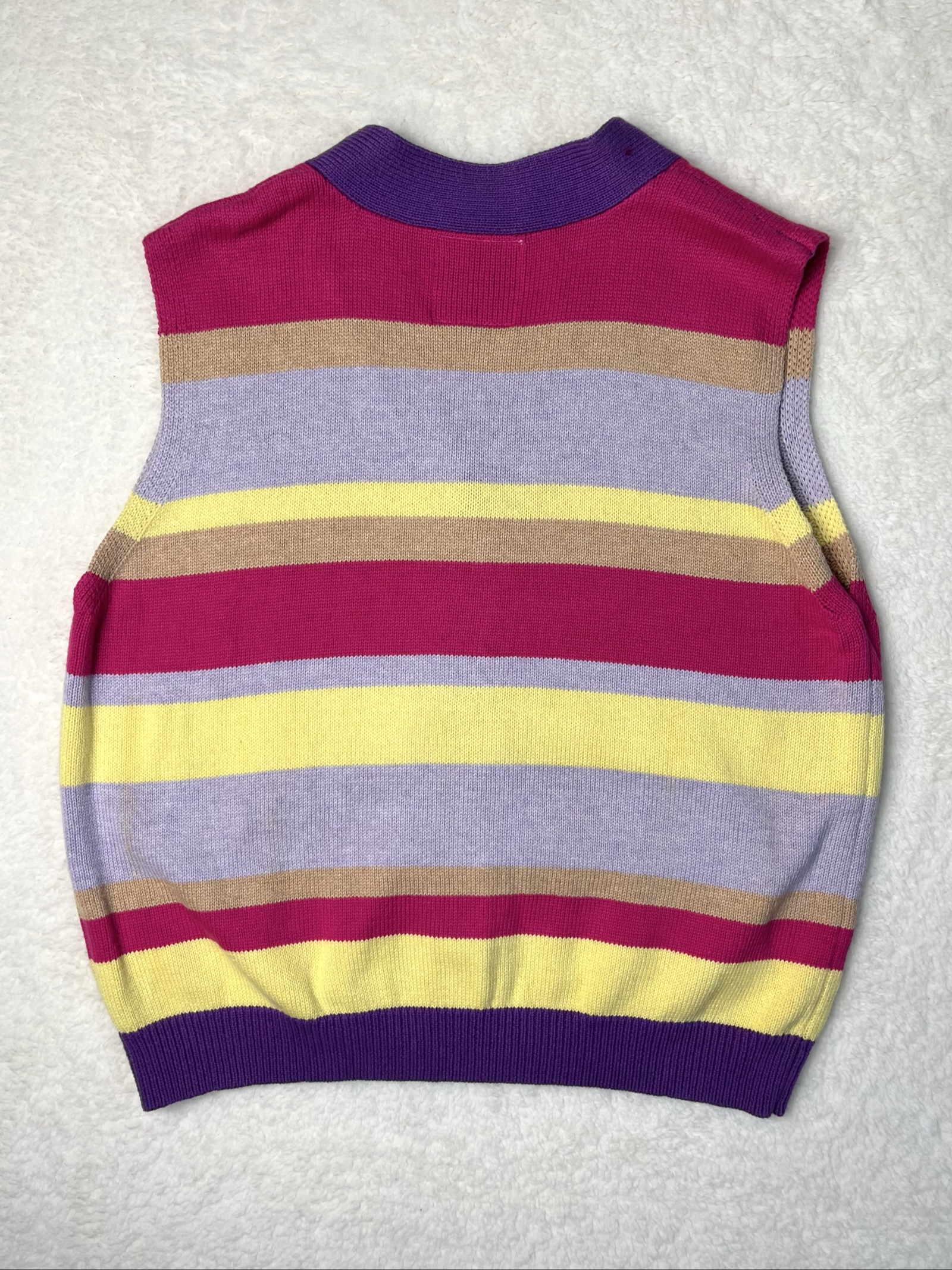 Silfen cotton cashmere sweater v-neck Colorblock scandi dopamine size 40 image 4