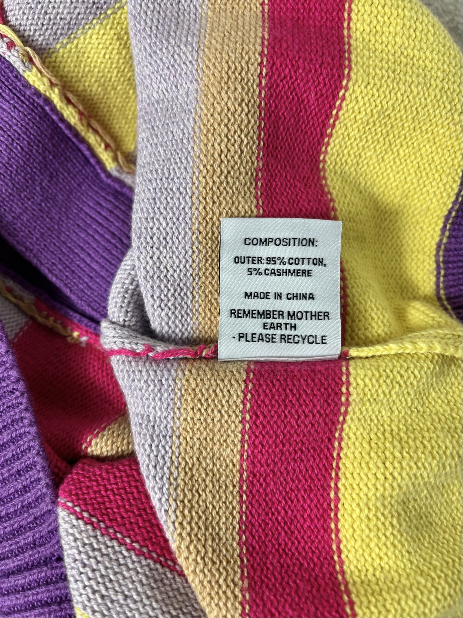 Silfen cotton cashmere sweater v-neck Colorblock scandi dopamine size 40 image 7