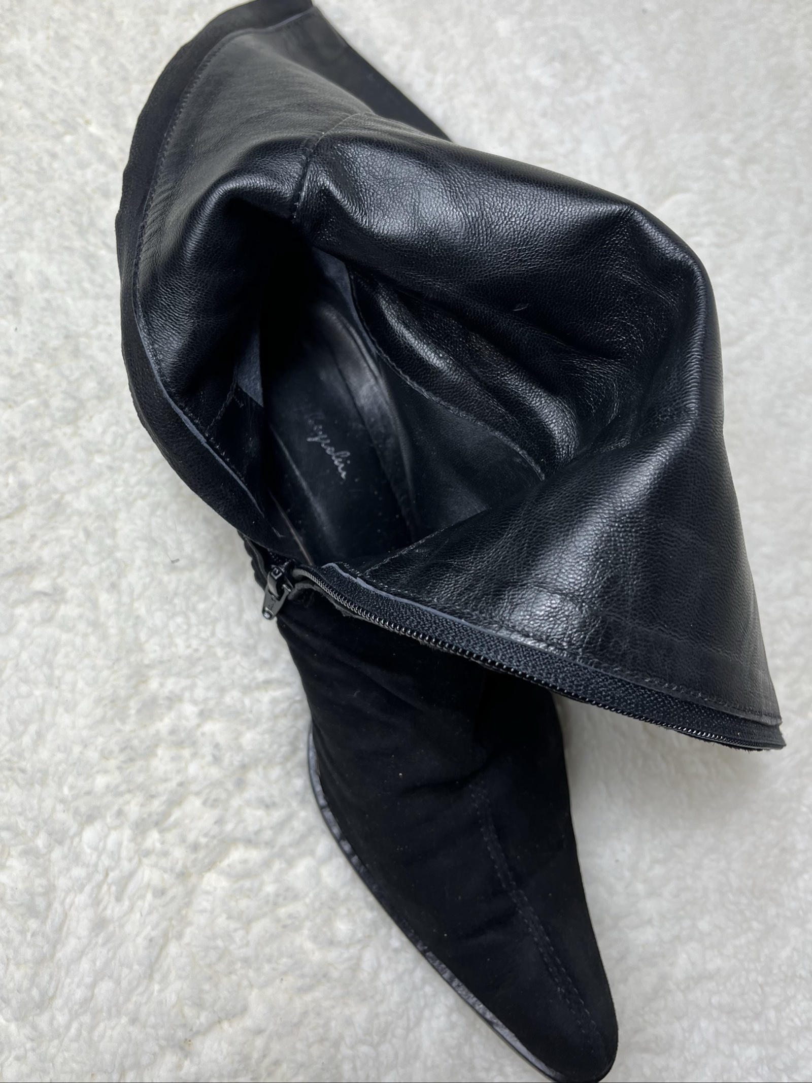 Vintage Black Suede Women's Mid-Calf Boots UK 5 Pointed Toe image 8
