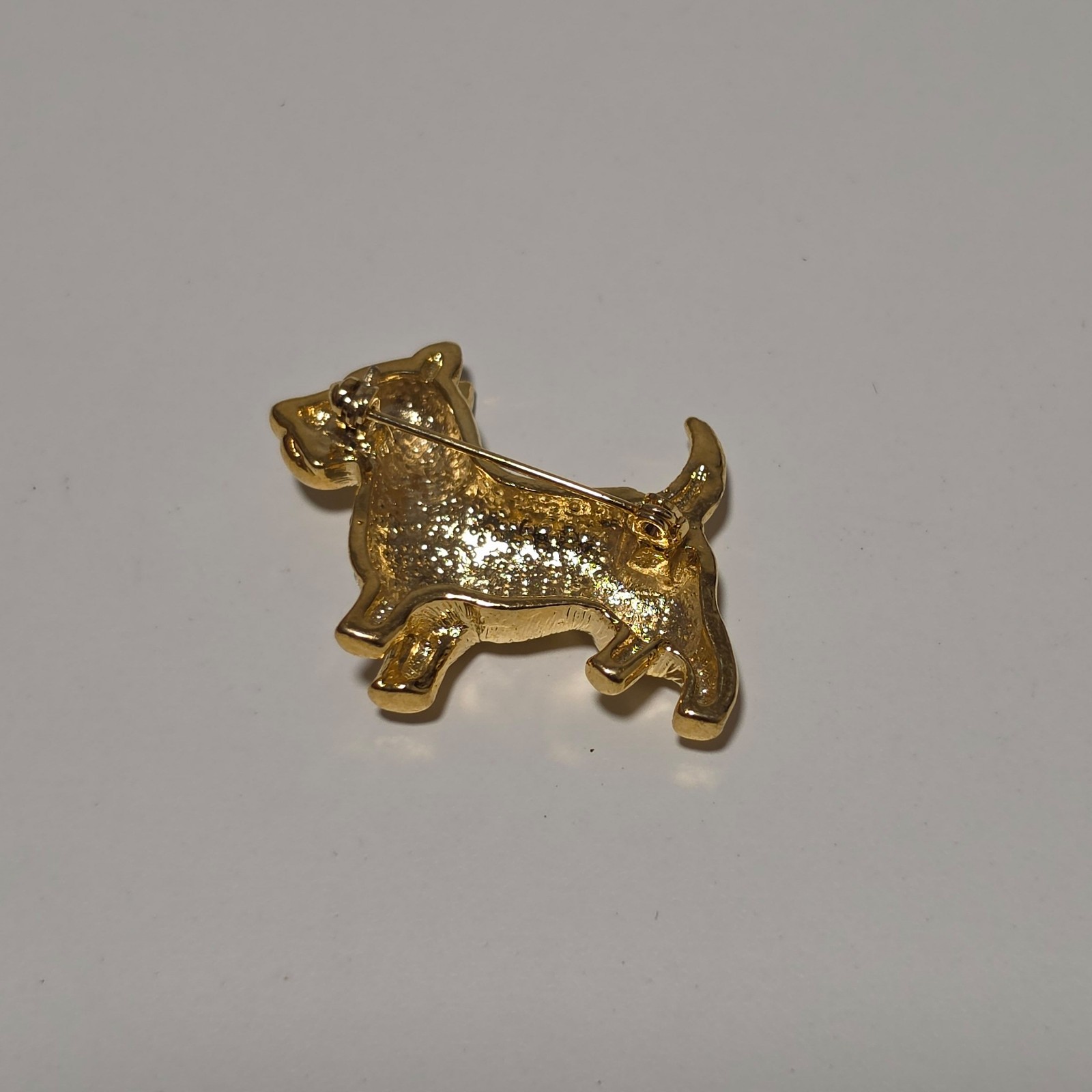 Costume Gold Tone Crystal Dog Brooch Pin .b5 image 4