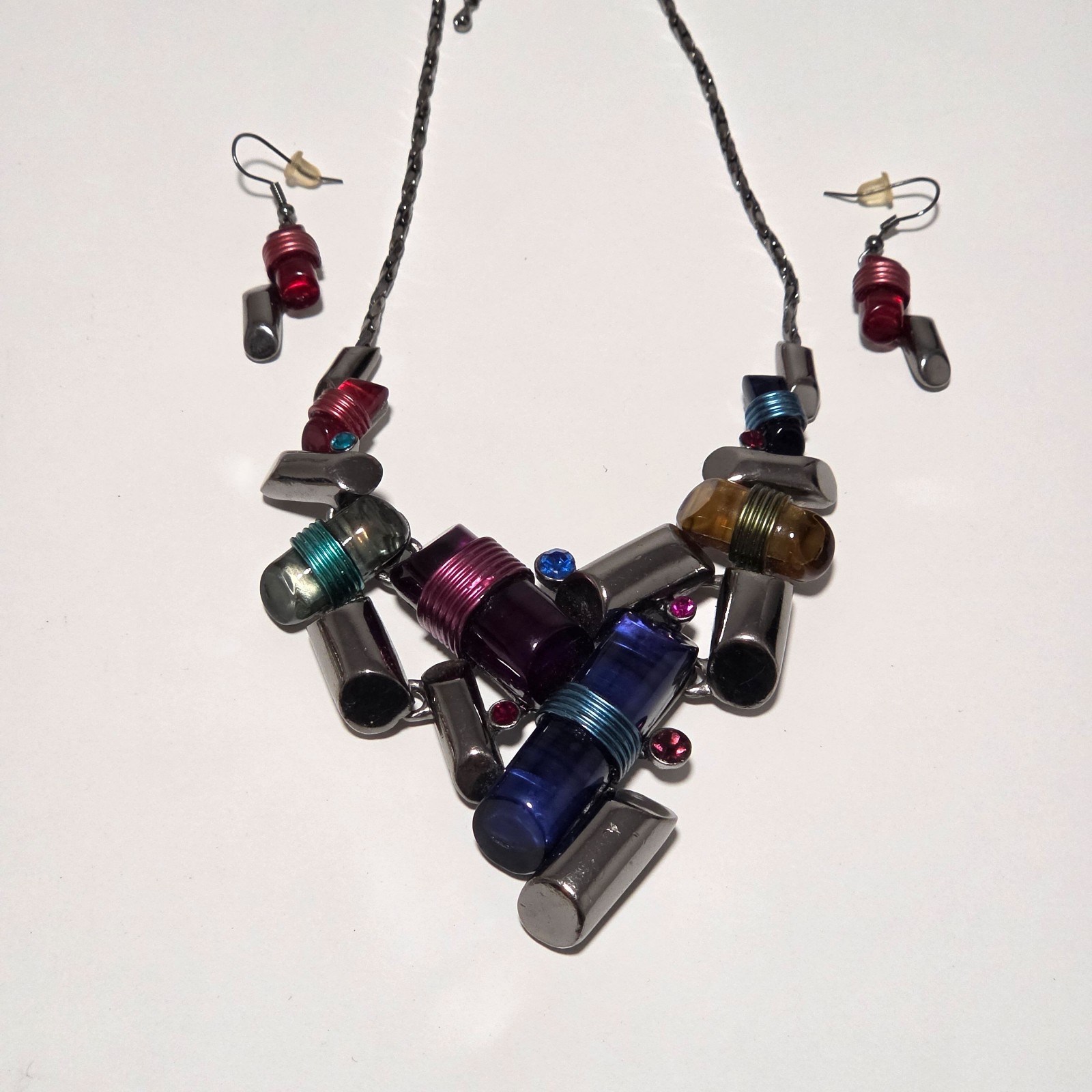 Multi Coloured Statement Necklace & Earrings .b5 image 2