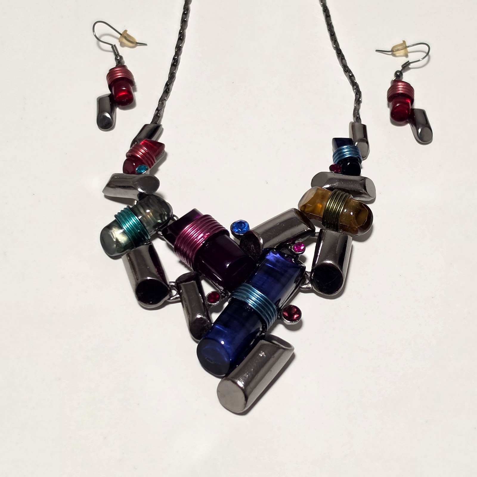 Multi Coloured Statement Necklace & Earrings .b5 image 3
