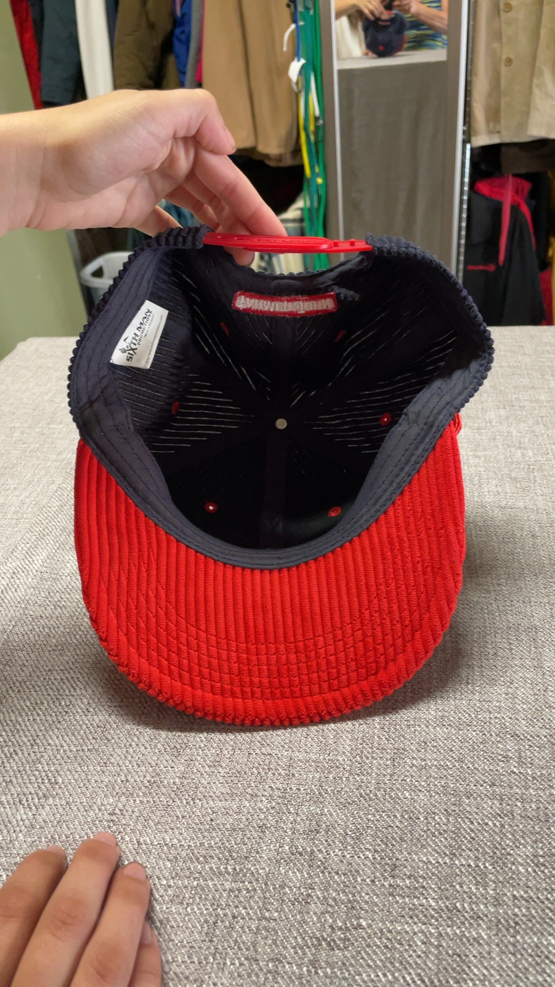 Sixth Man Promotions Navy & Red Corduroy Snapback Hat One Size image 3