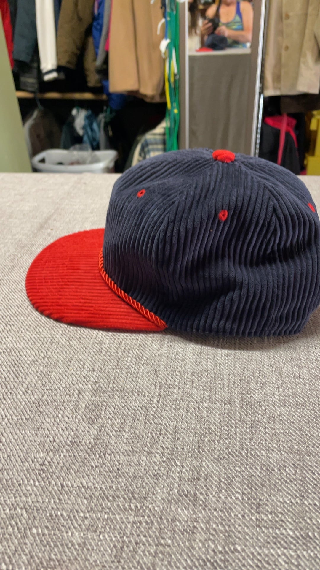 Sixth Man Promotions Navy & Red Corduroy Snapback Hat One Size image 5