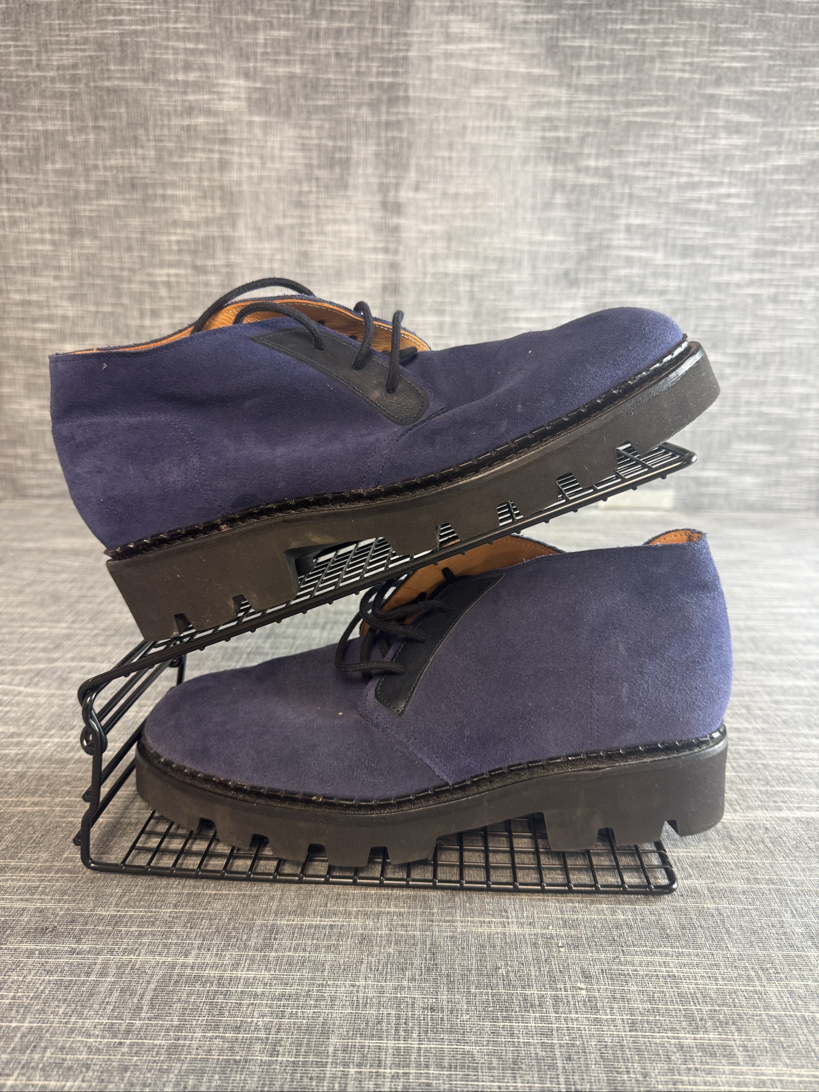 Menzo Men’s Suede Desert Boots UK 8 Navy Blue Leather Lined