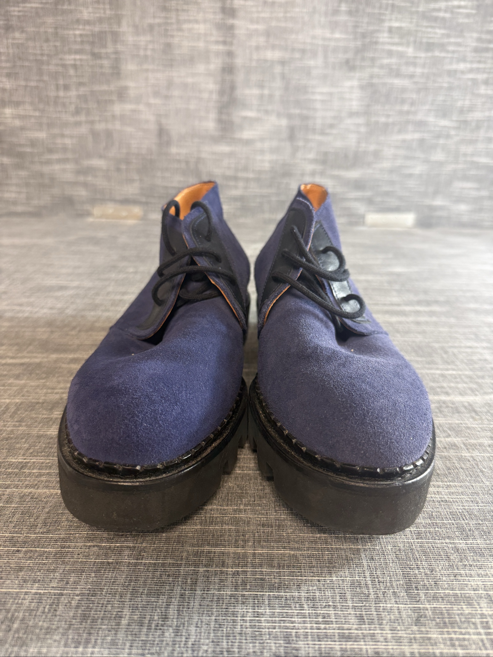 Menzo Men’s Suede Desert Boots UK 8 Navy Blue Leather Lined image 2