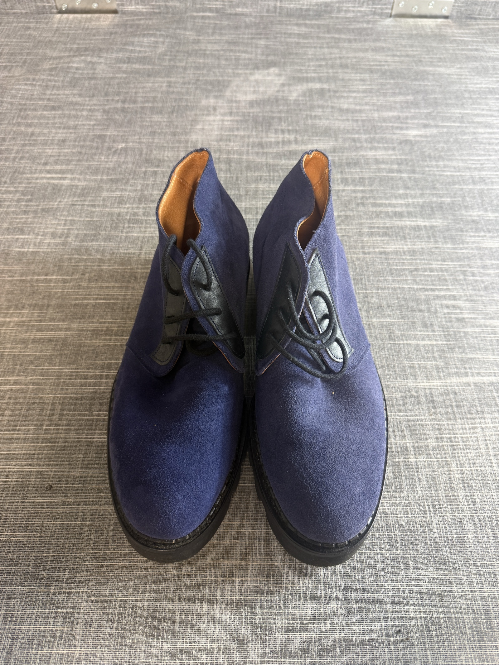 Menzo Men’s Suede Desert Boots UK 8 Navy Blue Leather Lined image 3