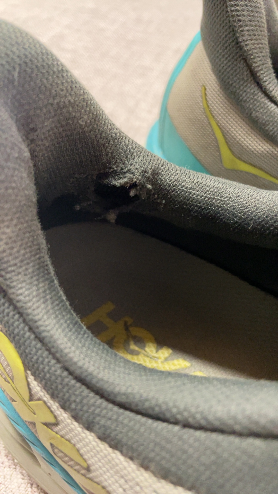 Hoka One One Grey, Blue & Yellow Running Shoes US 12 image 2
