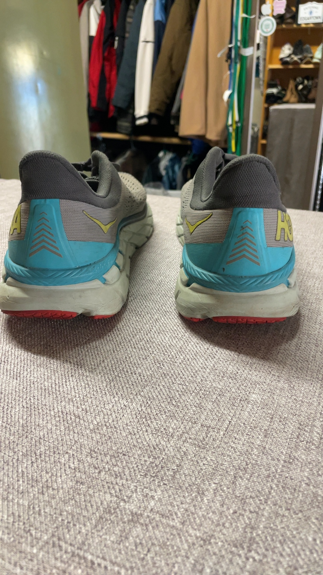 Hoka One One Grey, Blue & Yellow Running Shoes US 12 image 6
