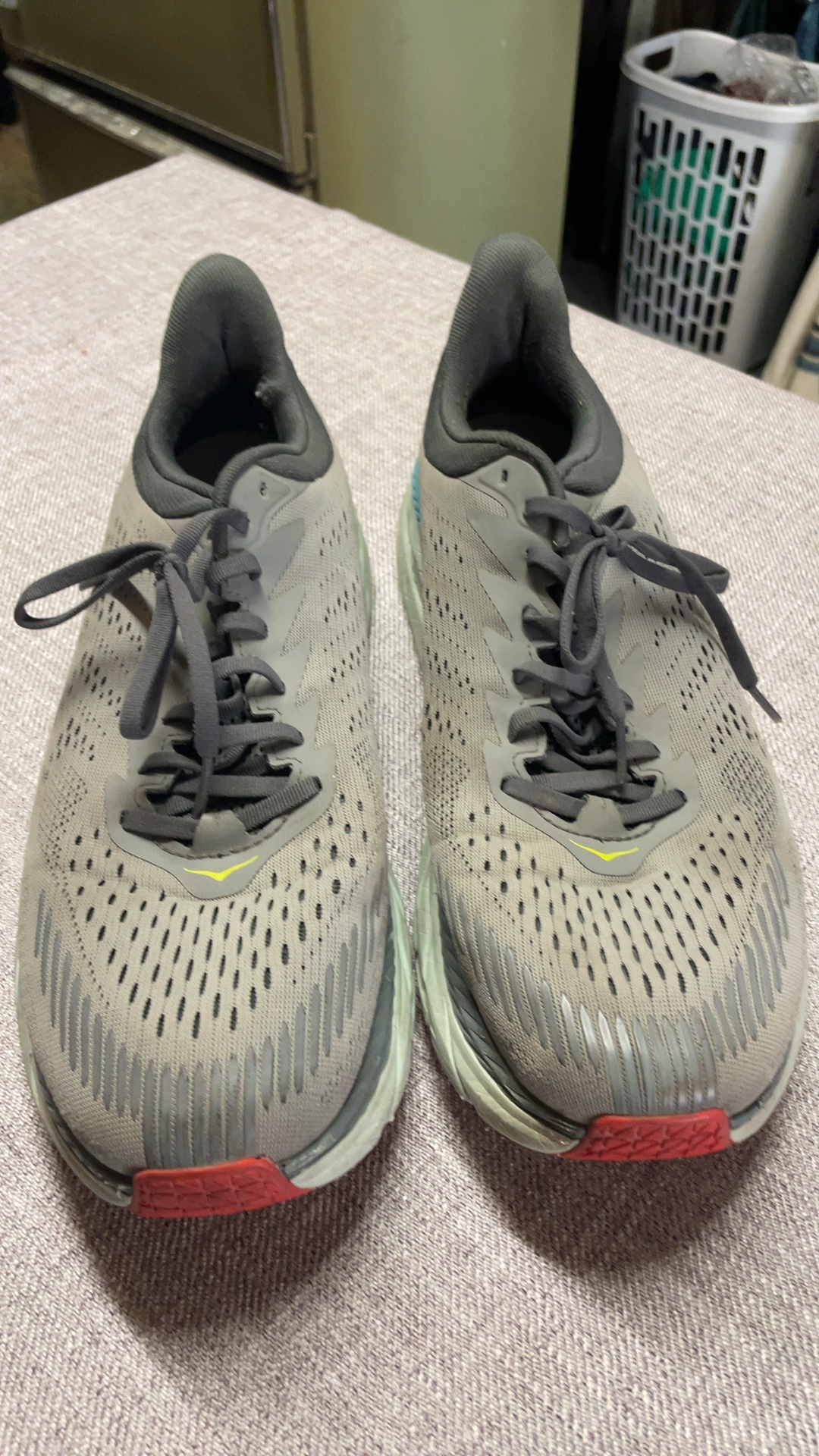 Hoka One One Grey, Blue & Yellow Running Shoes US 12 image 8