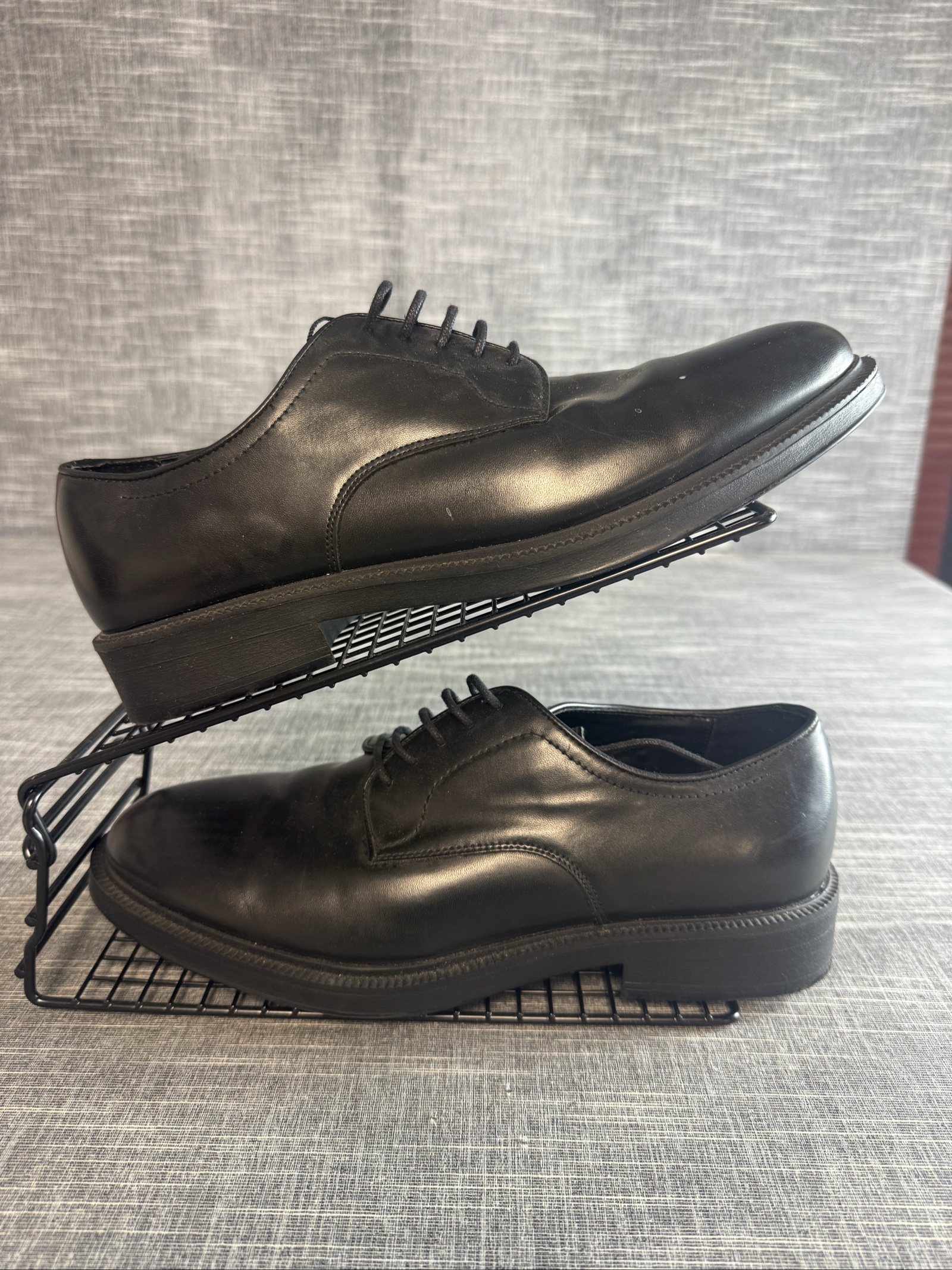 Zara Men's Black Leather Derby Shoes UK 8