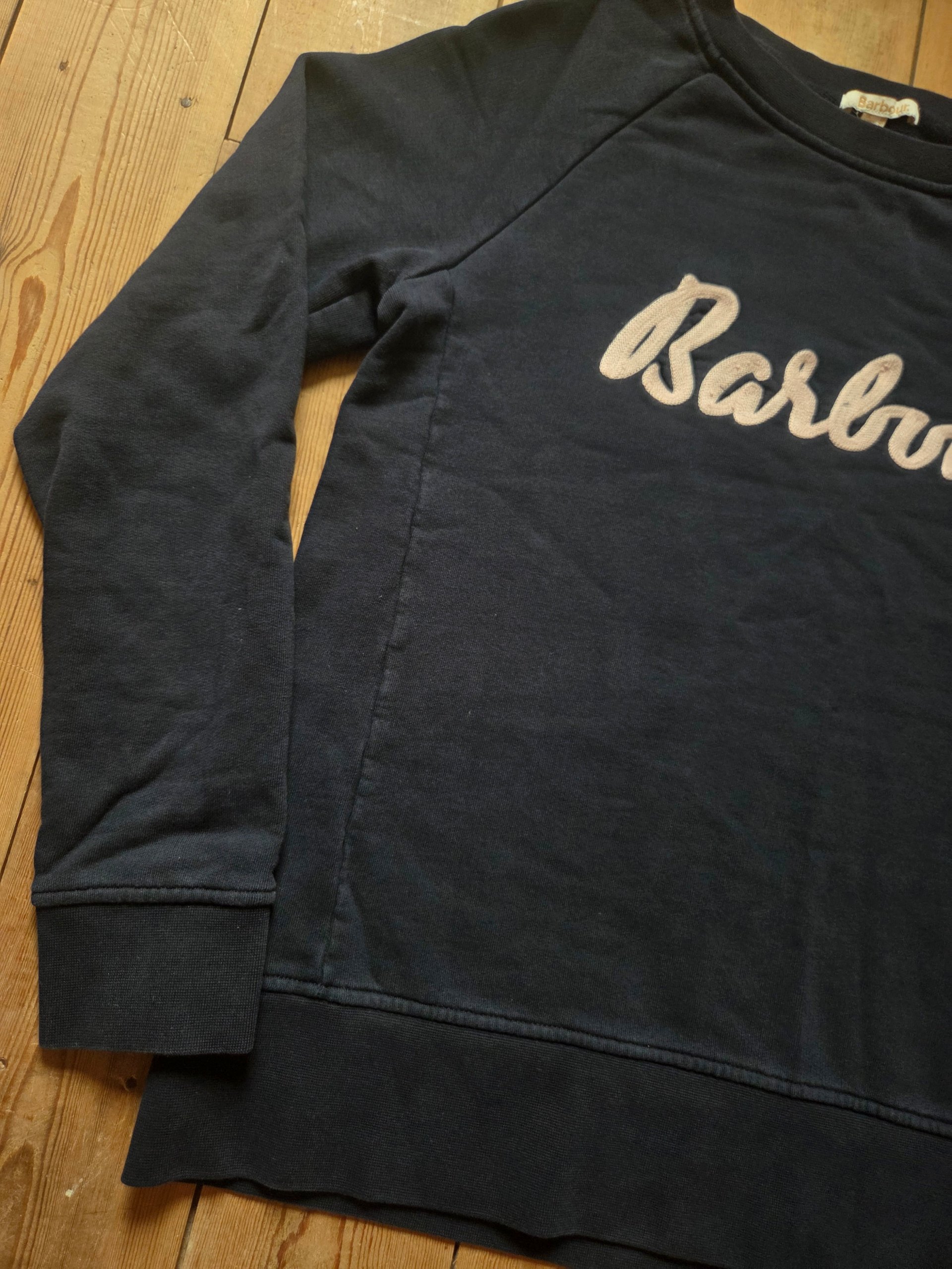 Barbour Otterburn Women’s Sweatshirt Dark Navy Pink Logo UK 12 image 9