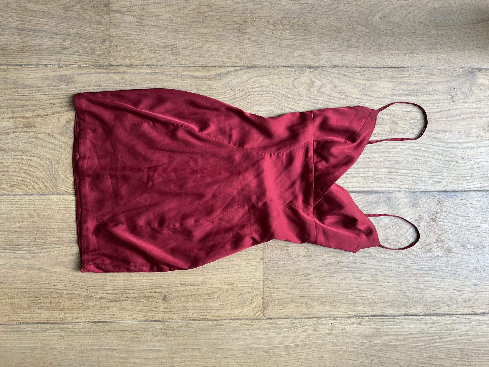 Oh Polly Red Satin Slip Dress UK 4 Bodycon Spaghetti Straps