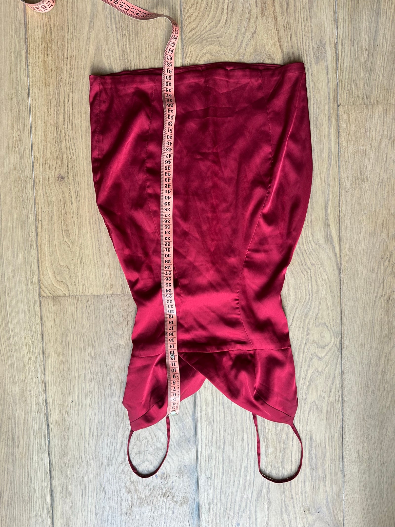 Oh Polly Red Satin Slip Dress UK 4 Bodycon Spaghetti Straps image 3