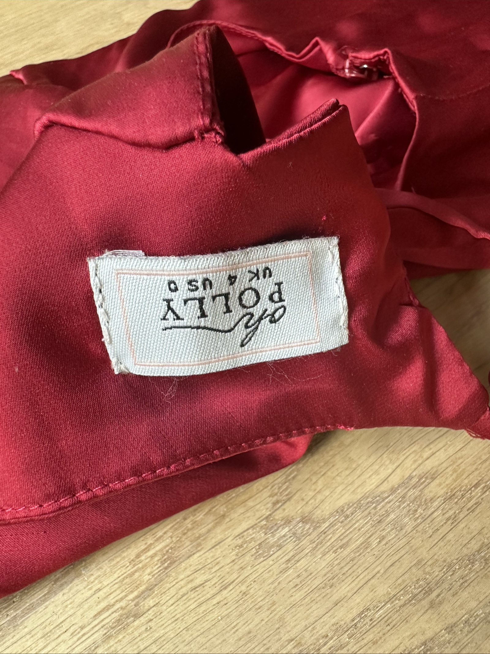 Oh Polly Red Satin Slip Dress UK 4 Bodycon Spaghetti Straps image 4