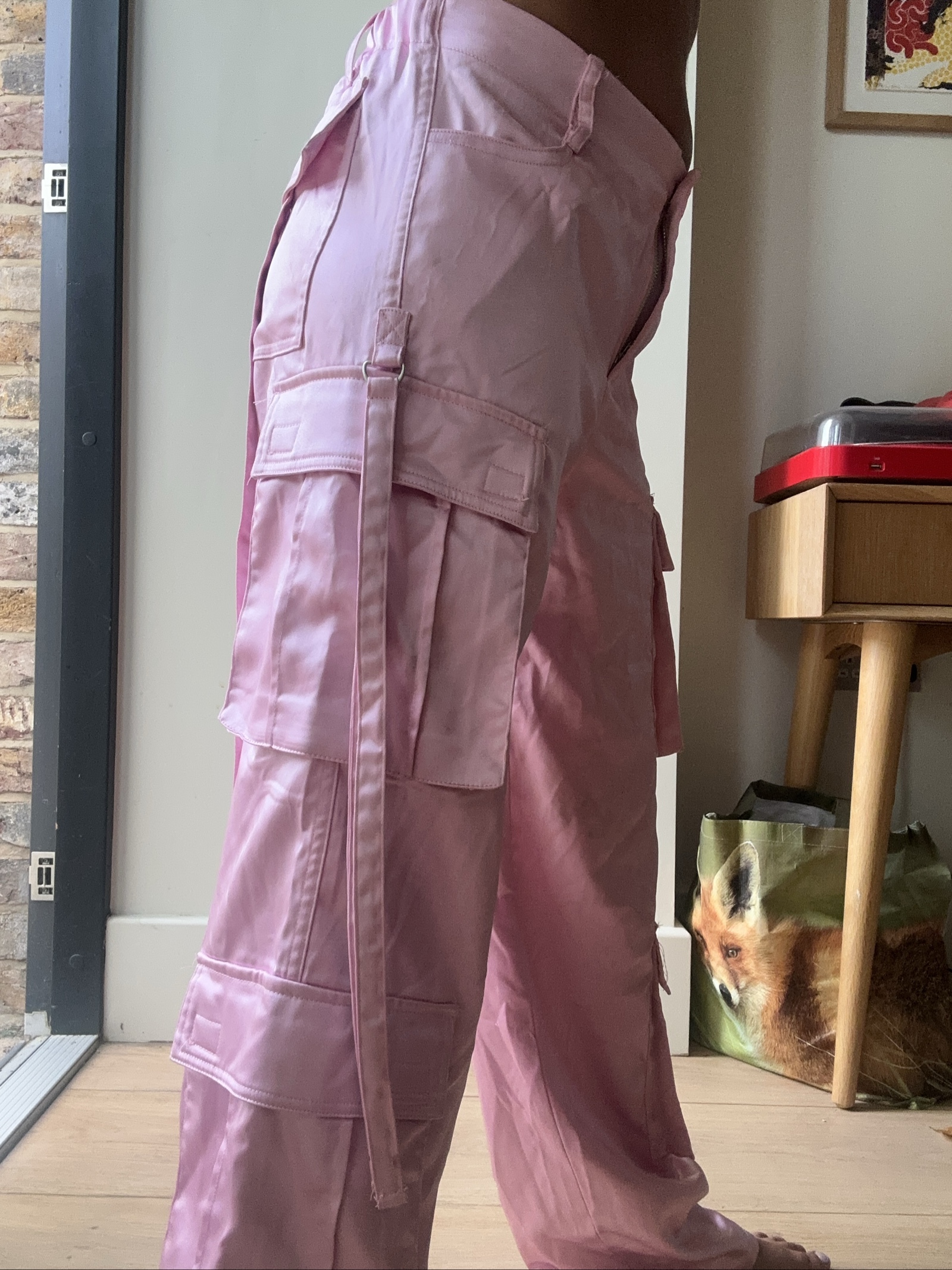 Sugar Thrillz Pink Satin Cargo Trousers XS Women's image 2