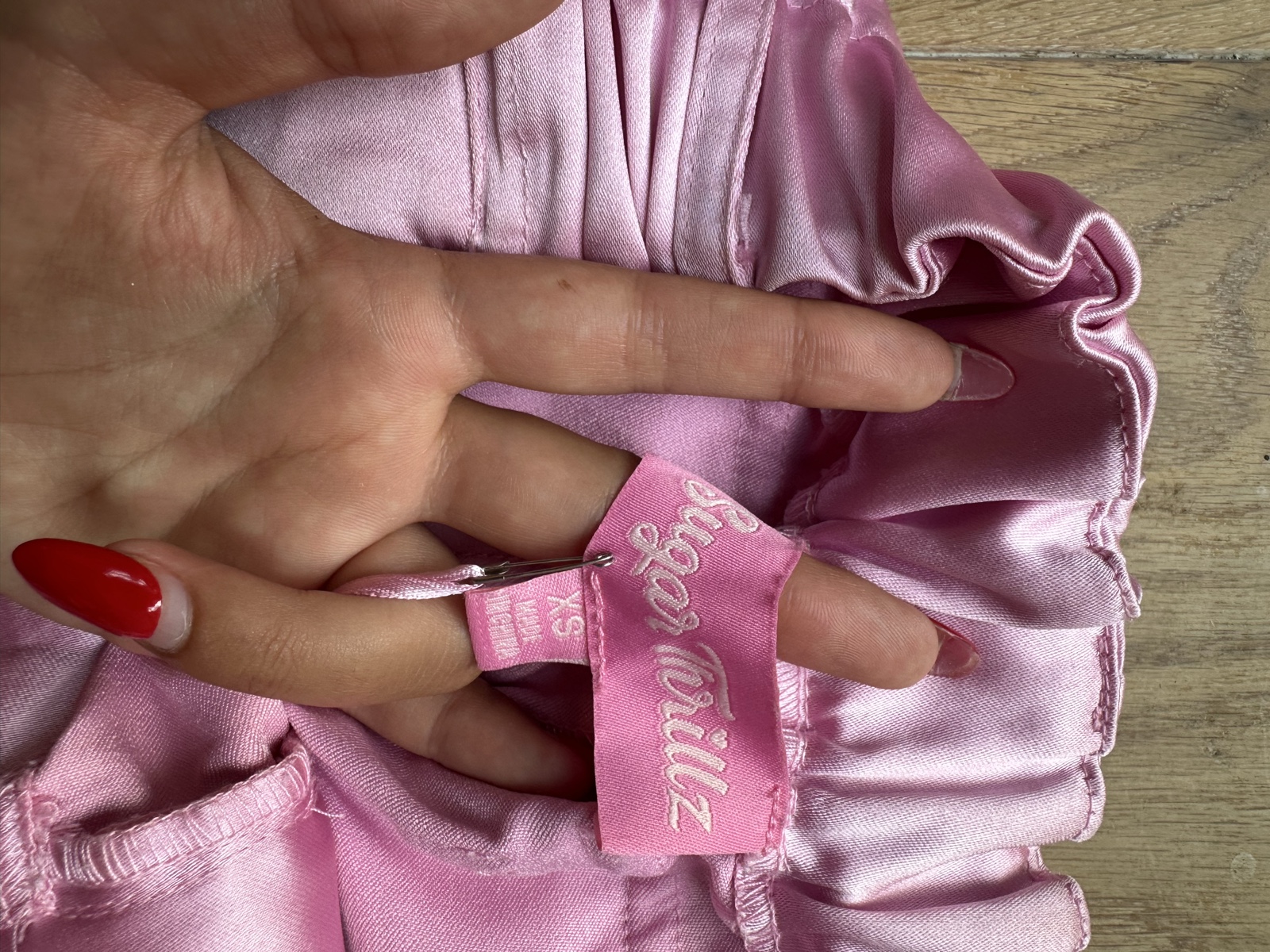 Sugar Thrillz Pink Satin Cargo Trousers XS Women's image 5