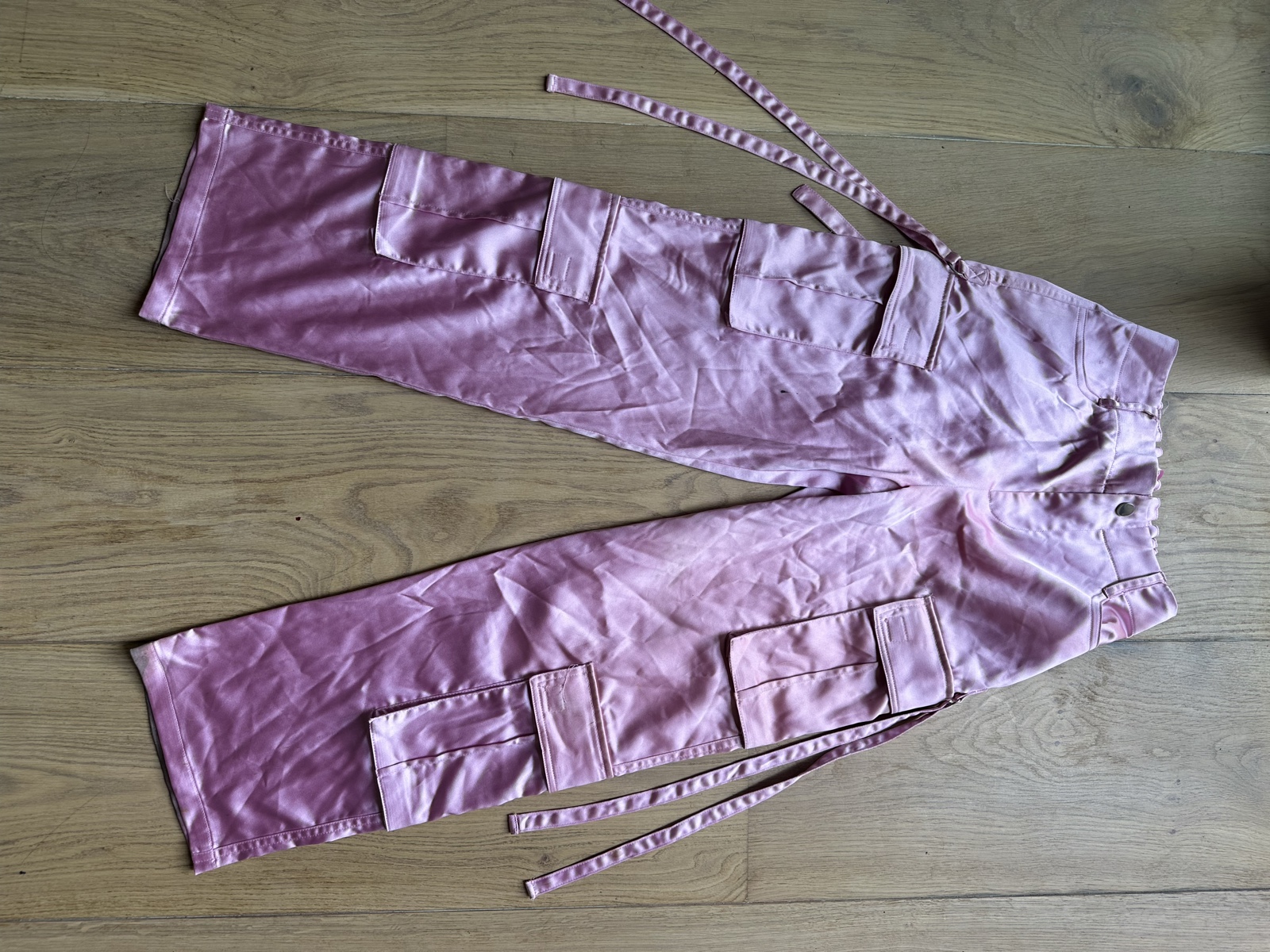 Sugar Thrillz Pink Satin Cargo Trousers XS Women's image 7